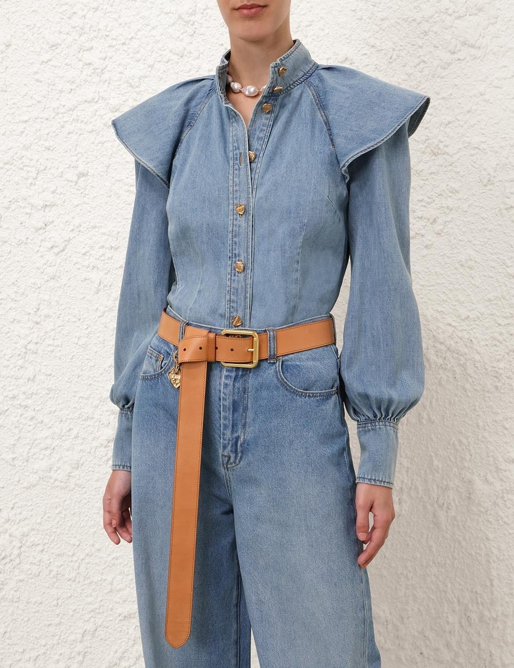 Zimmermann oc11z1025 Crush Denim Blouse in Blue Size M / US 6-8 / IT 42-44 - 2 Thumbnail
