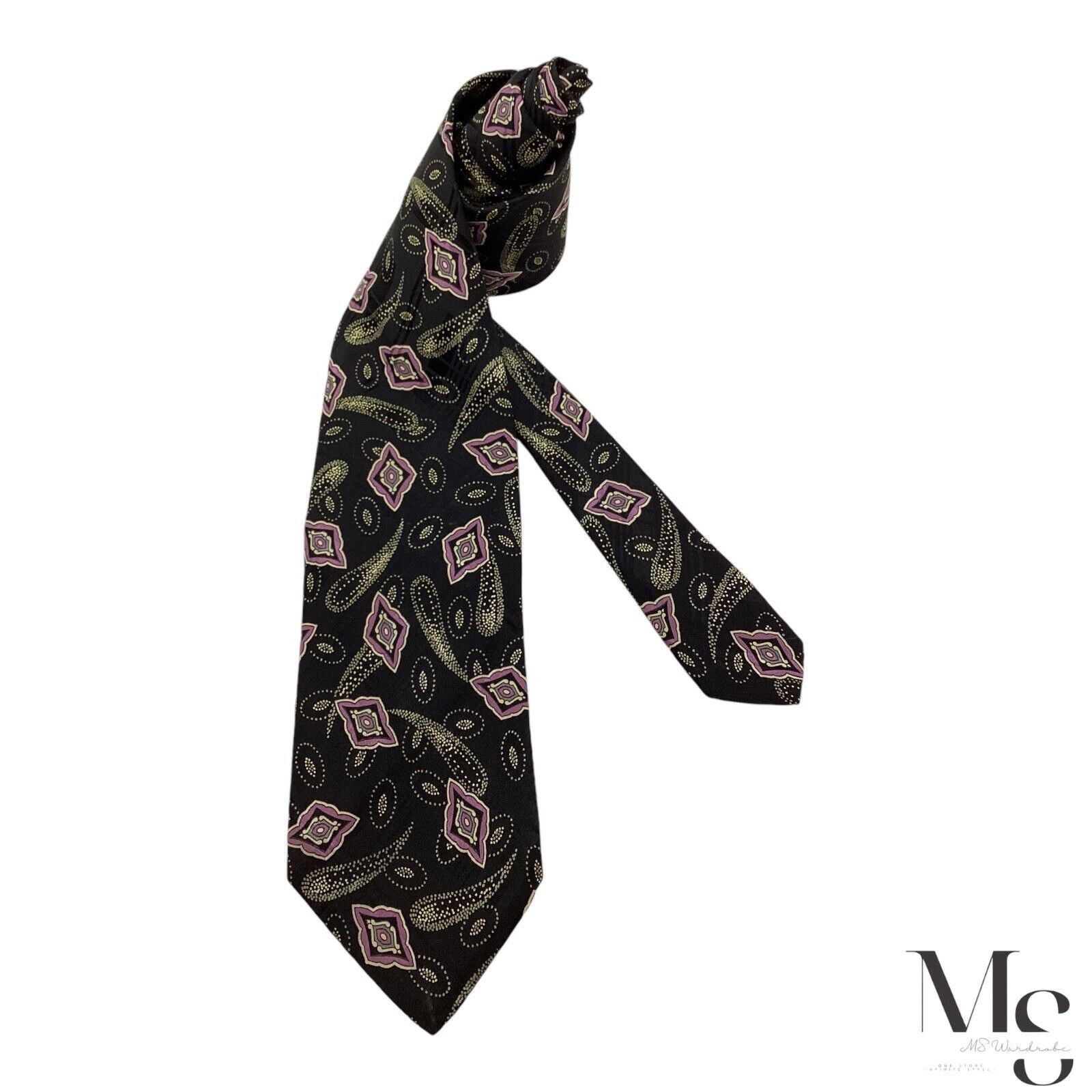 Polo Ralph Lauren POLO BY RALPH LAUREN Black Paisley Luxury Silk Tie H.Made In Size ONE SIZE - 1 Thumbnail