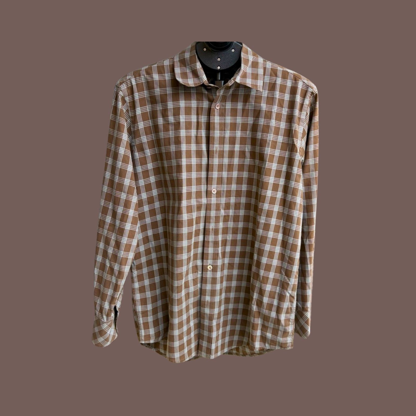 Banana Republic × Vintage VTG Buttondown Shirt Banana Republic Brown Plaid | 90s Prep Size US S / EU 44-46 / 1 - 1 Thumbnail