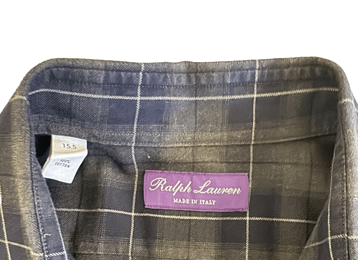 Ralph Lauren Purple Label Ralph Lauren Purple Label Green Navy Plaid Button Up 15.5 Size US M / EU 48-50 / 2 - 7 Thumbnail