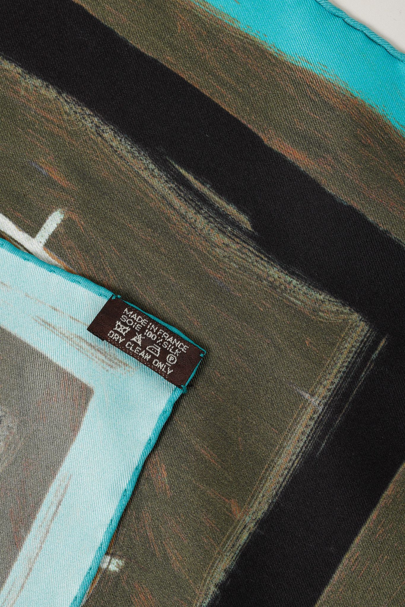 Hermes Hermes New Springs 90 Teal & Brown Silk Scarf Size ONE SIZE - 5 Thumbnail