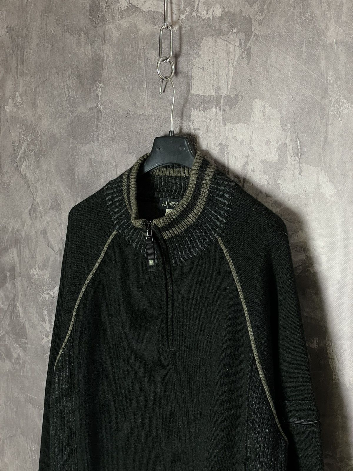 Armani Y2K Avant Garde Style Armani Jeans 1/3 Zip Striped Sweater Size US XL / EU 56 / 4 - 8 Thumbnail