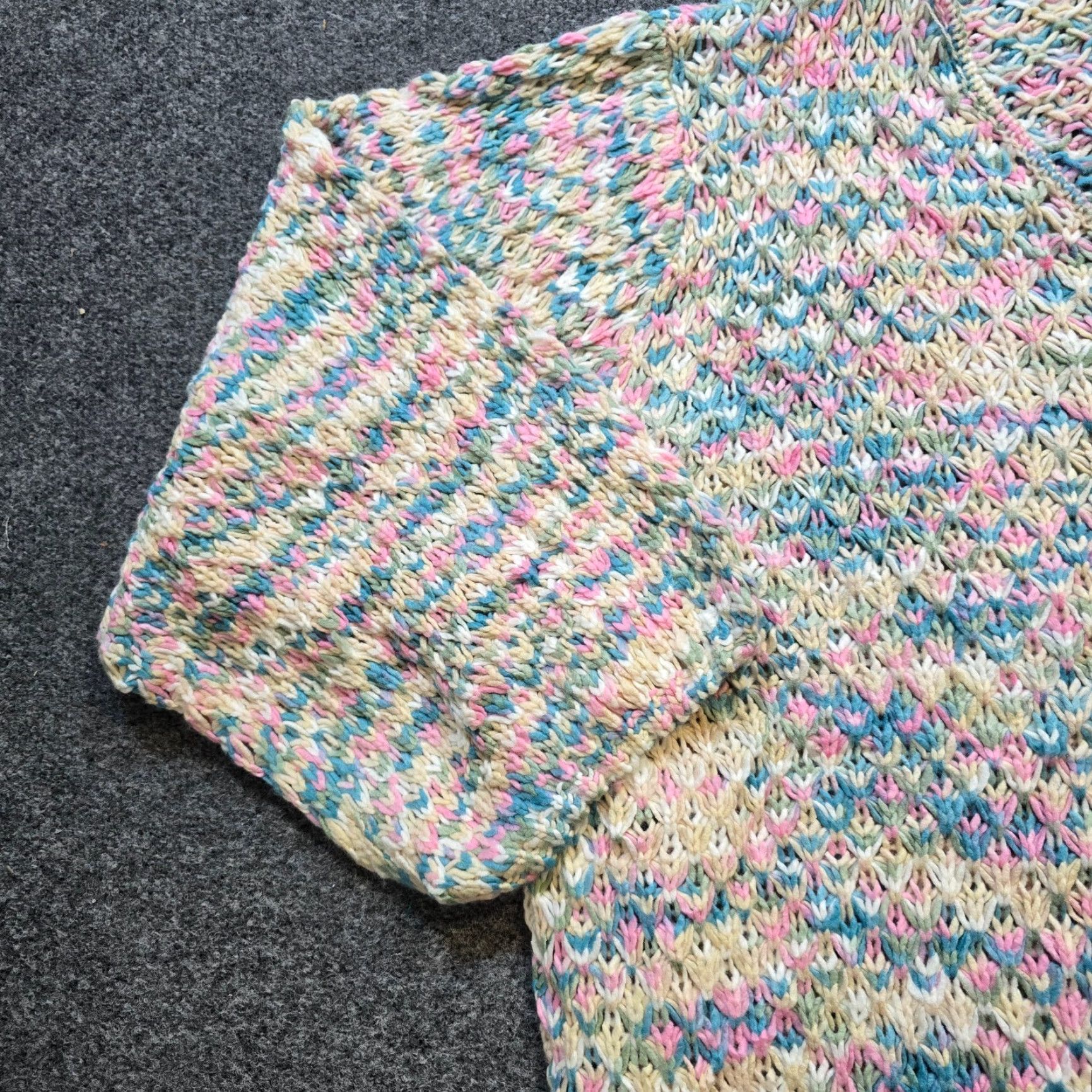 Vintage Suzanne Betro Sweater Womens 3X Pink Green Crochet Knit V Neck Casual Classic Rainbow Knit Pullover Womens Size XXL / US 16-18 / IT 52-54 - 4 Thumbnail
