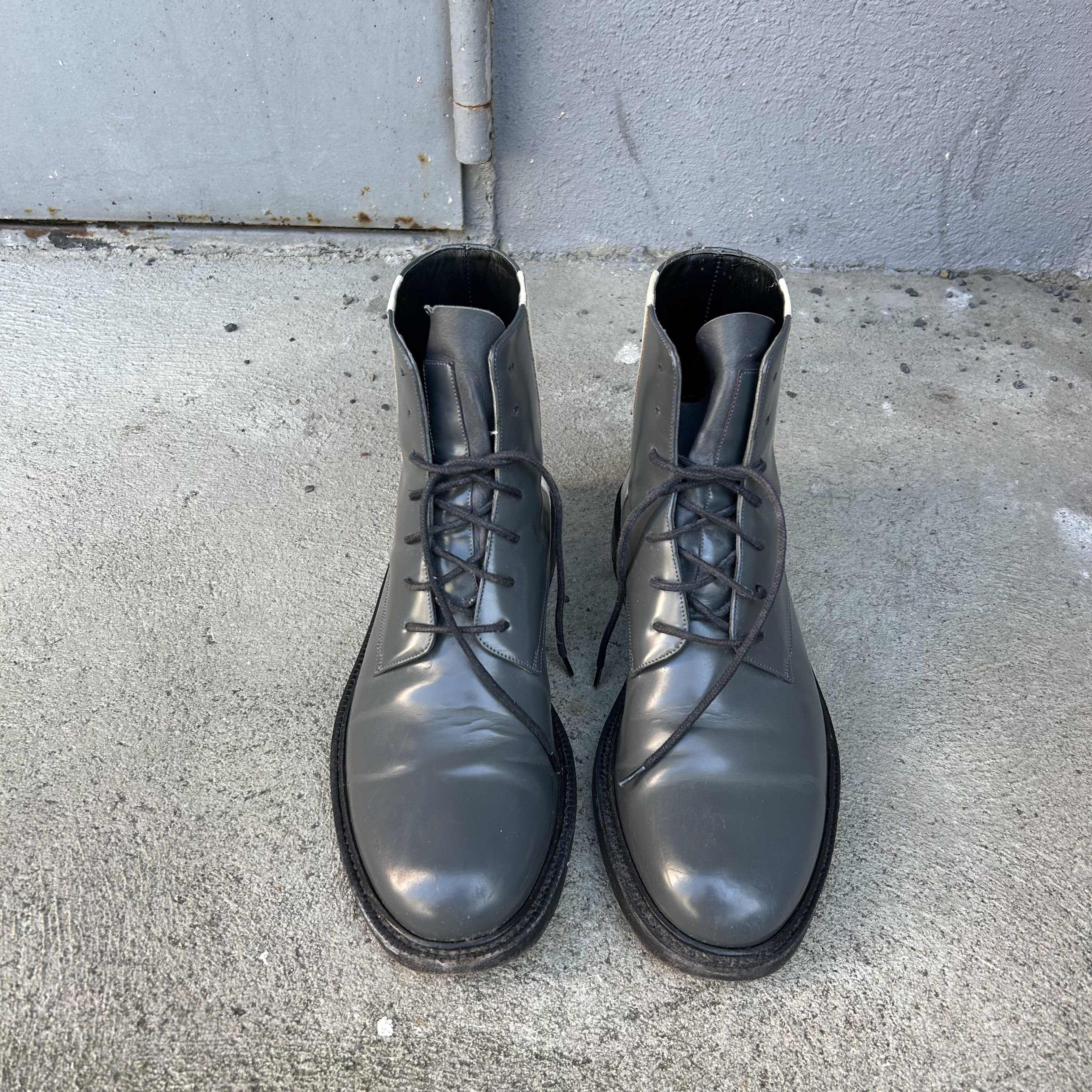 Calvin Klein 205W39NYC CK205 Grey/Cream Patent Leather Combat Boots Shoes Size US 9 / EU 42 - 7 Thumbnail