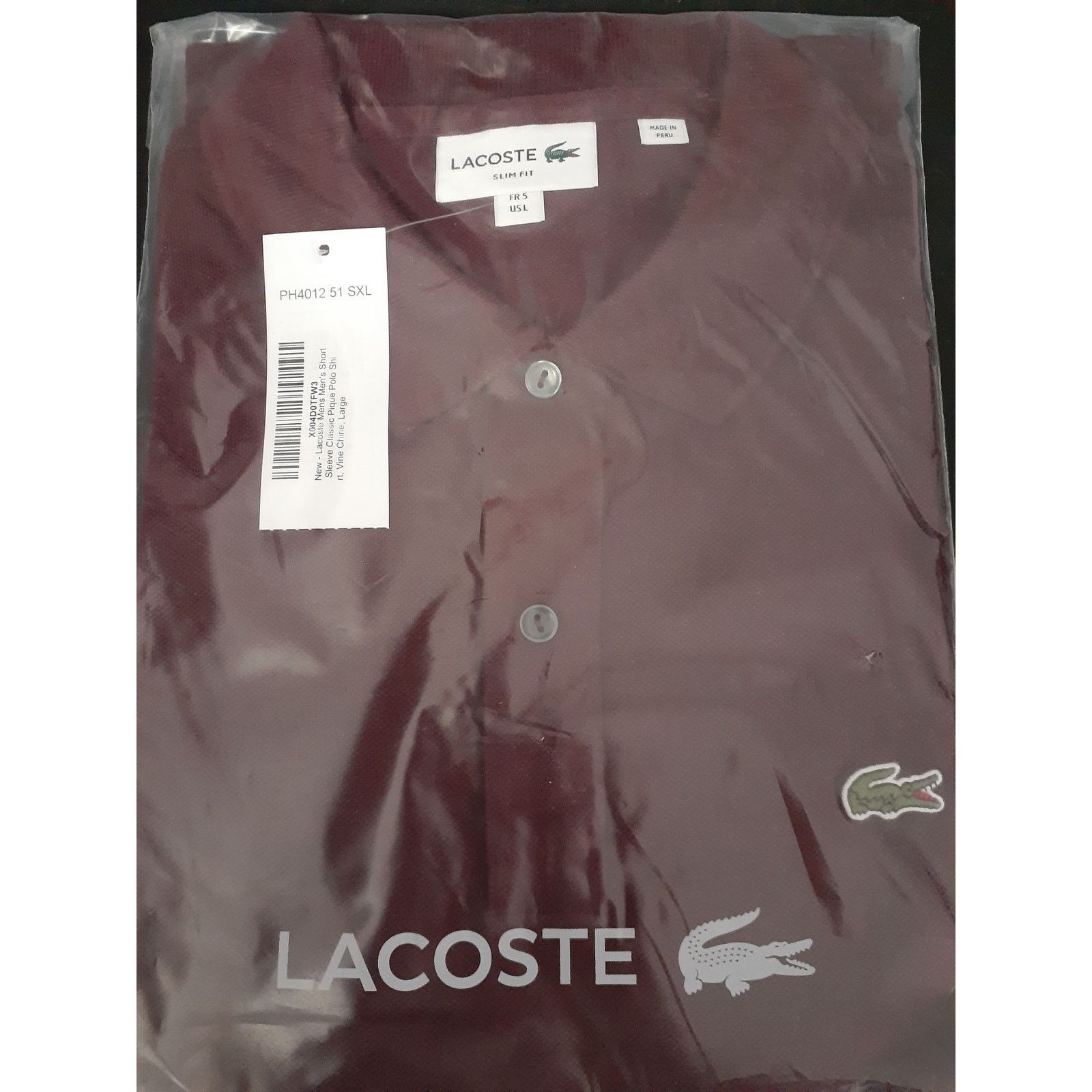Lacoste Lacoste Men's Short Sleeve Classic Pique Polo Shirt Vine L Size US L / EU 52-54 / 3 - 2 Thumbnail