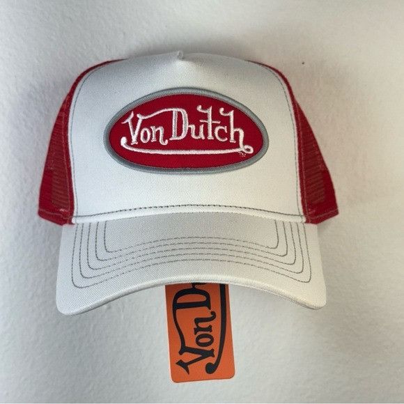 Von Dutch NWT VON DUTCH WHITE & RED TRUCKER HAT Size ONE SIZE - 2 Thumbnail