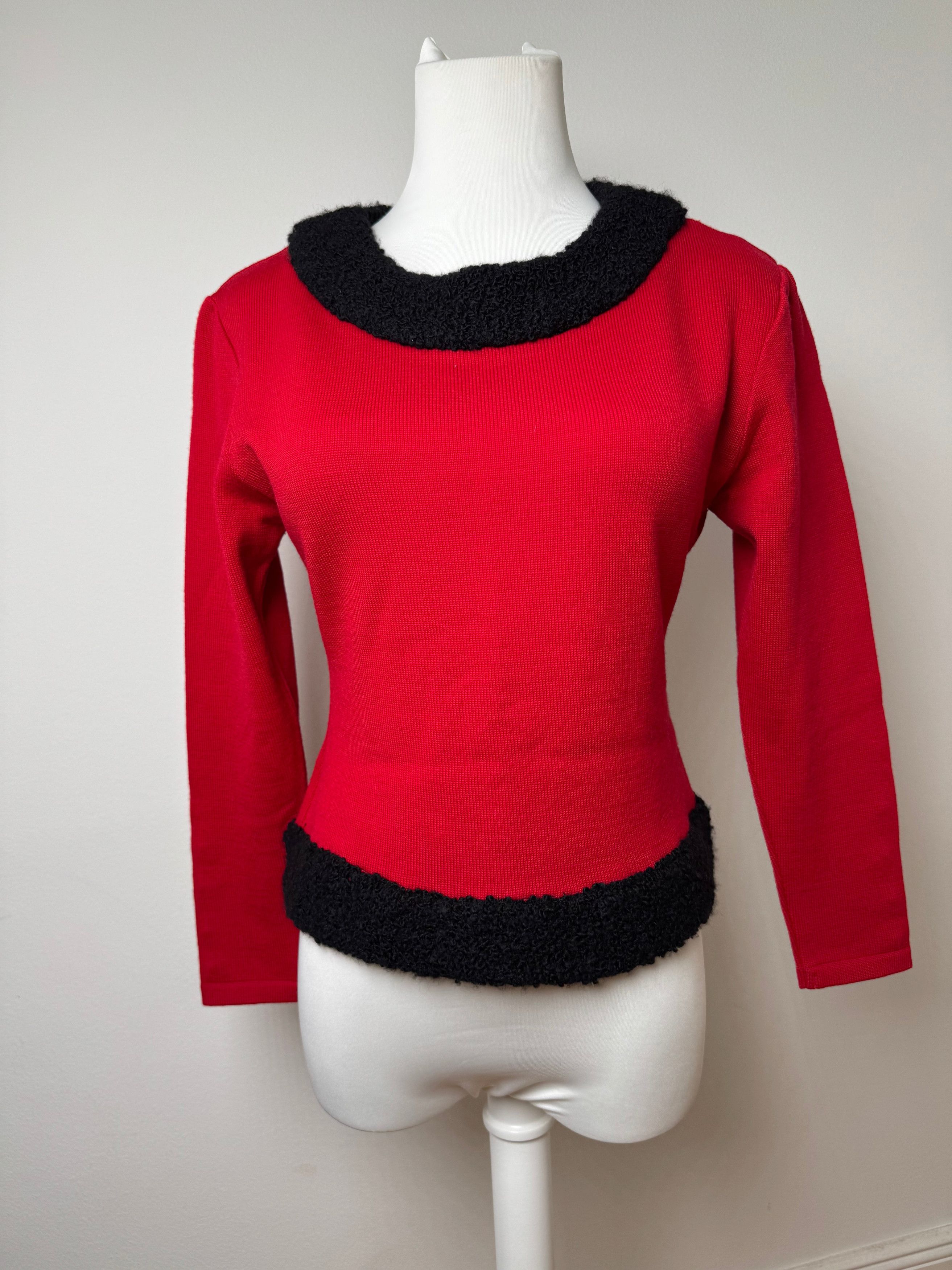 Courreges Vintage Wool Sweater Red Black M Size M / US 6-8 / IT 42-44 - 1 Thumbnail