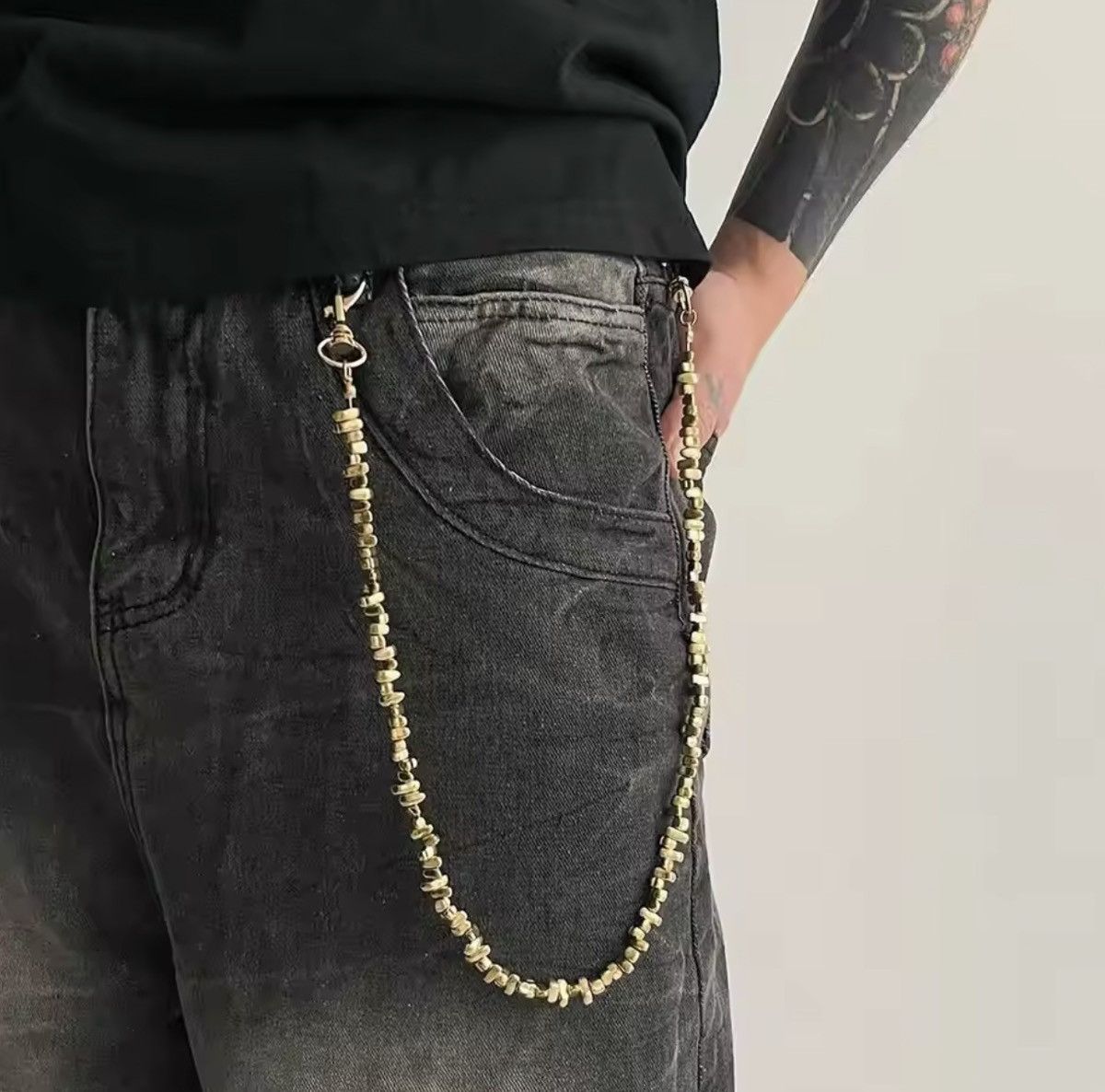 Jewelry Alternative Creative Nugget Metal Pants Chain Size ONE SIZE - 3 Thumbnail