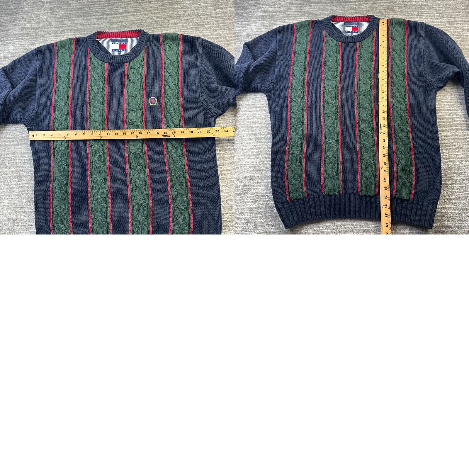 Tommy Hilfiger VINTAGE Tommy Hilfiger Sweater Mens Large Blue Pullover Cable Knit Heavy Chunky Size US L / EU 52-54 / 3 - 8 Thumbnail