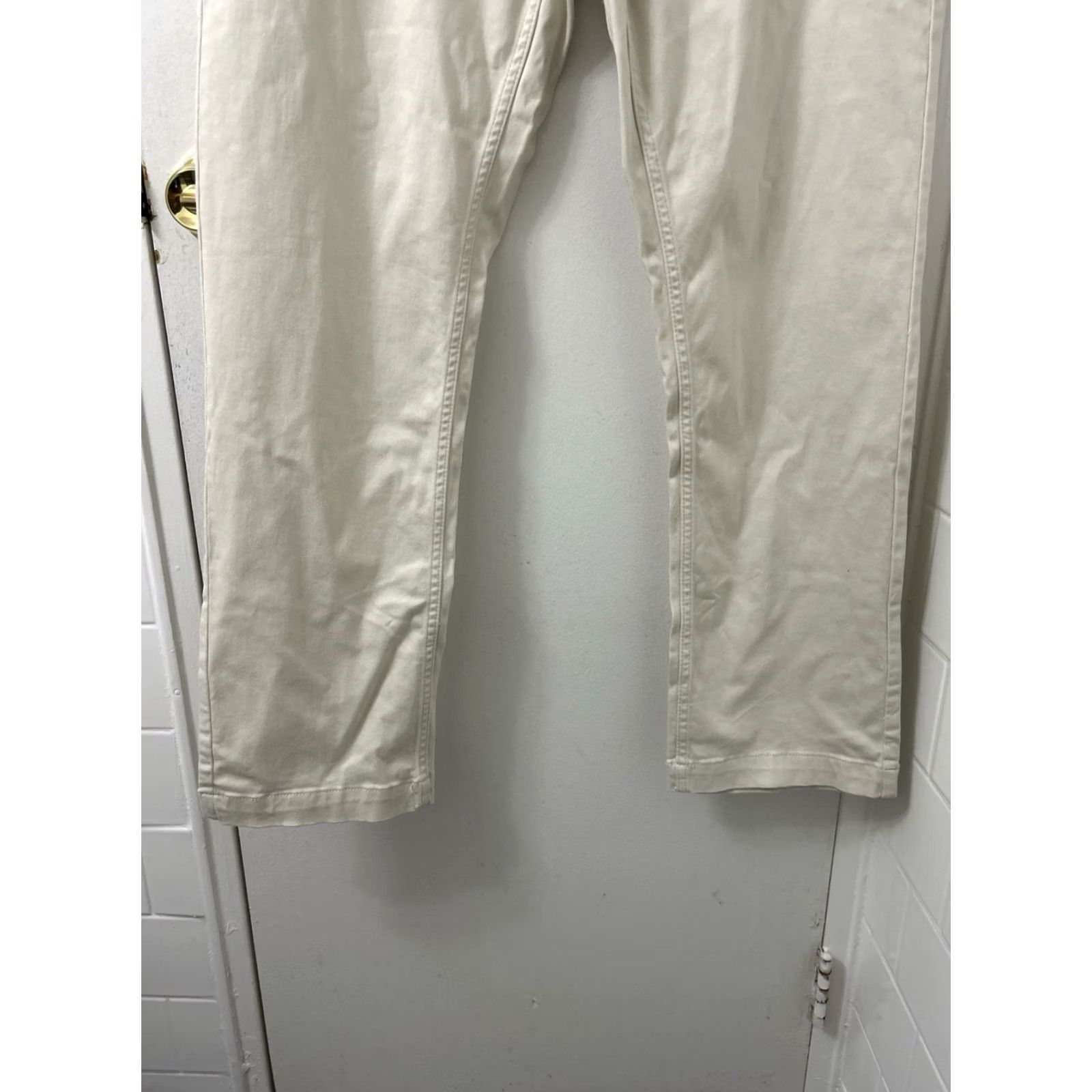 Vintage Elliot Mulryan Pants Mens 32x30 Beige Flat Front Chino Straight Leg Trousers Size US 32 / EU 48 - 3 Thumbnail