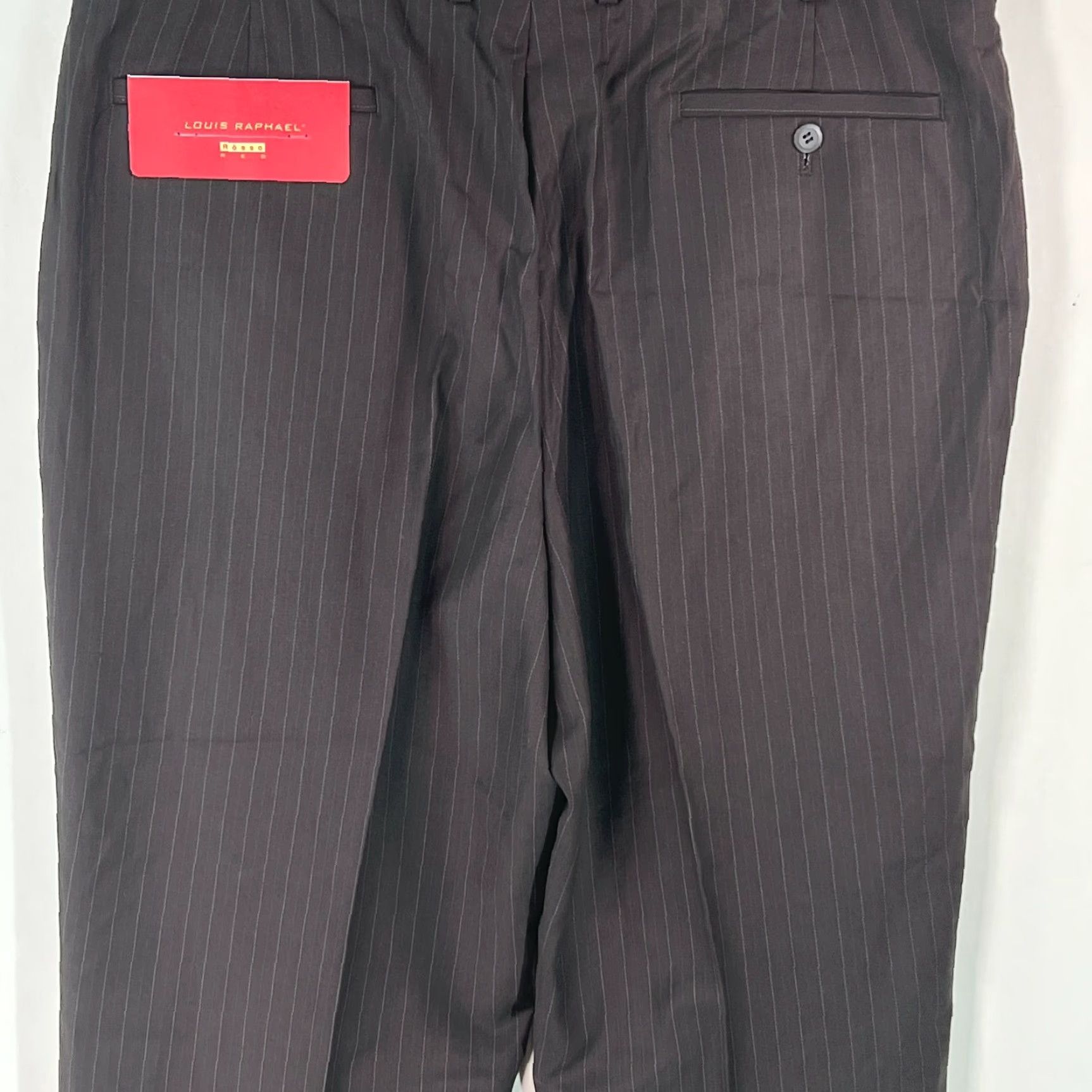 Vintage Louis Raphael Rosso Men Dress Pants Striped Dark Chocolate Brown 40X30 Regular Inseam 30 in Size US 40 / EU 56 - 5 Thumbnail