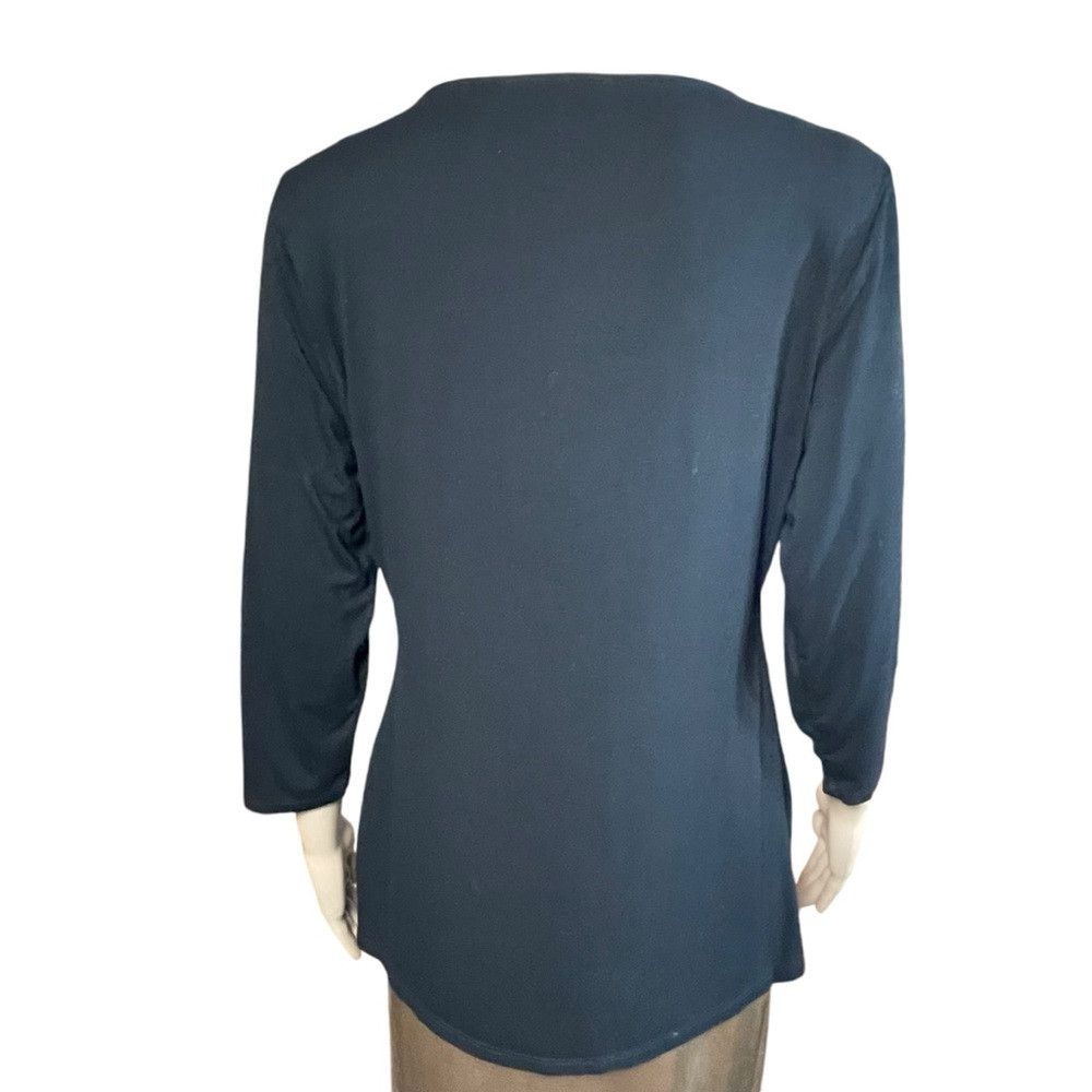 White House Black Market White House Black Market Black 3/4 Sleeve Pleated Front Blo Size L / US 10 / IT 46 - 5 Thumbnail