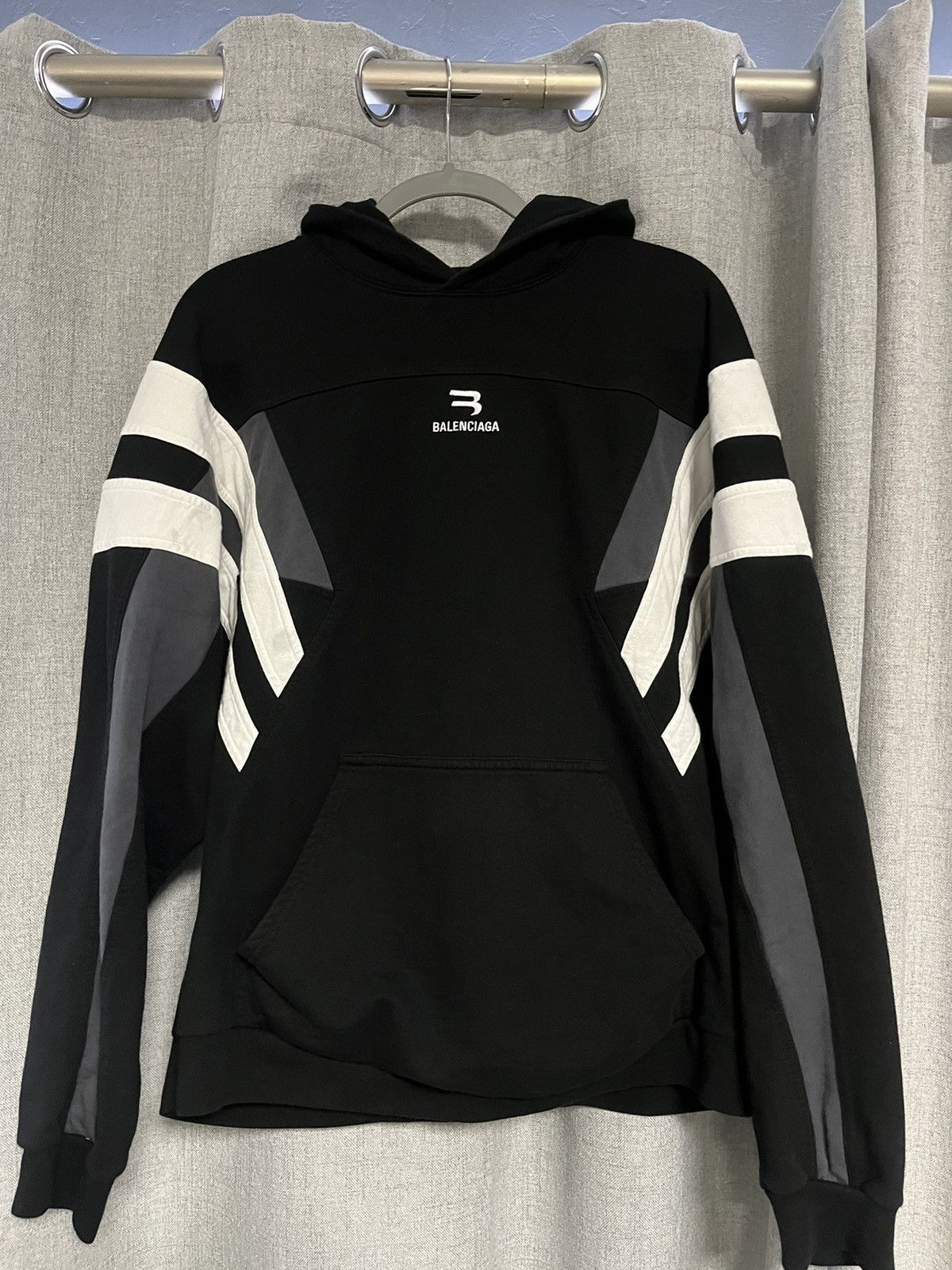 image of Balenciaga Sporty B Tracksuit Hoodie in Black, Men's (Size Small)