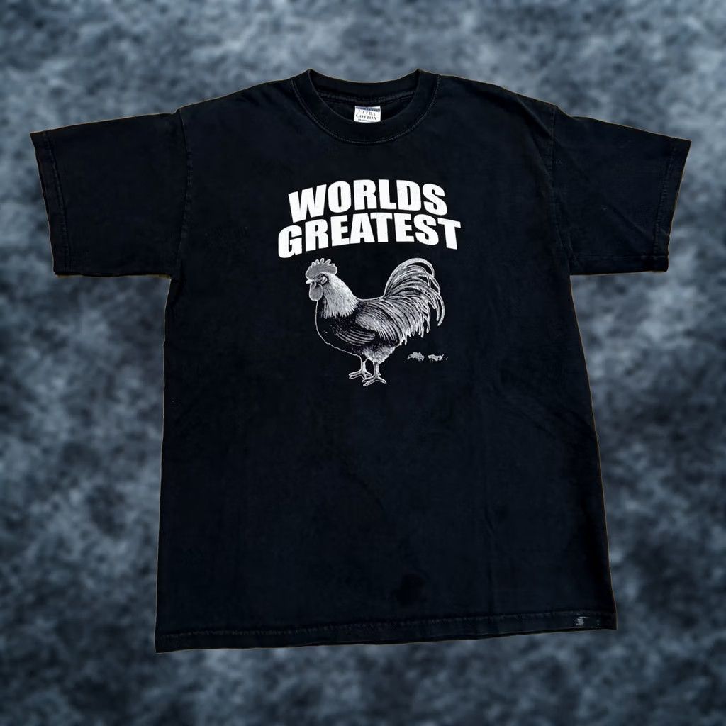 Gildan VINTAGE Worlds Greatest Cock T Shirt Men’s M Black 90s Joke Humor Chicken Rooster Mens Size US M / EU 48-50 / 2 - 1 Thumbnail
