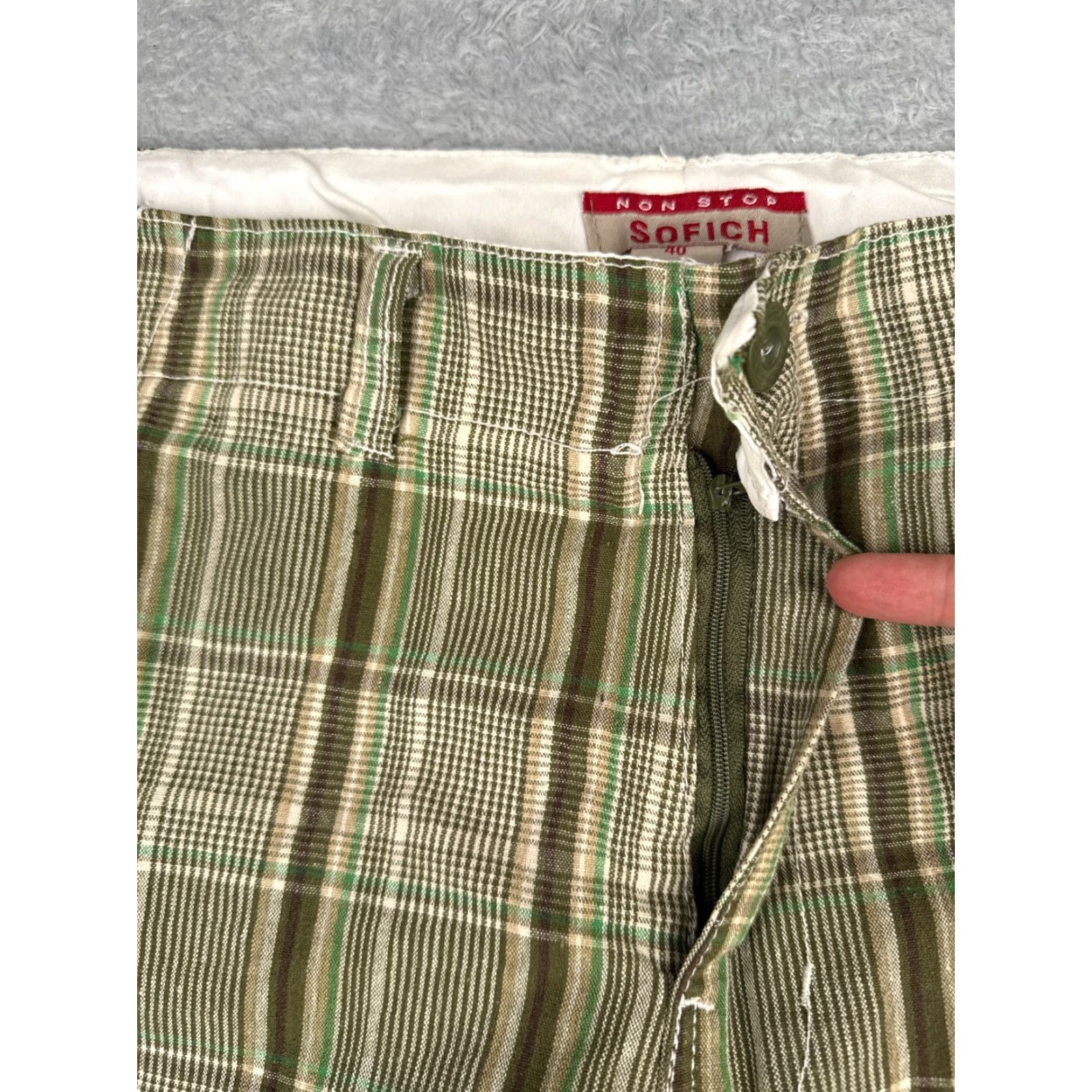 Vintage Sofich Mens Shorts Cargo Plaid Green 40 Cotton Blend Hike Skate Casual 9" Size US 40 / EU 56 - 6 Thumbnail
