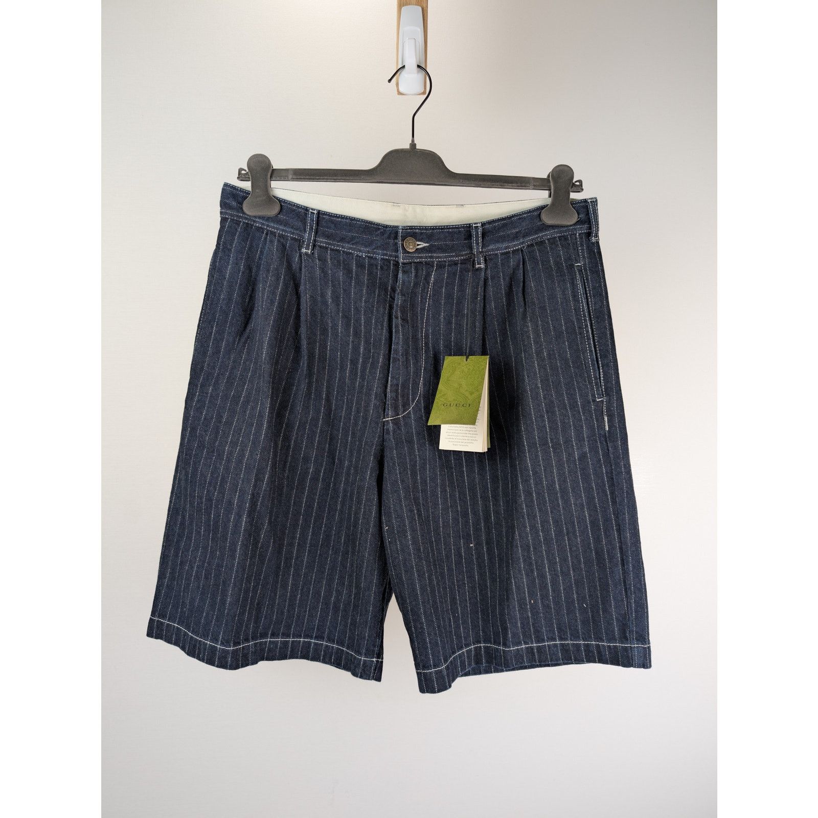 Gucci o1rshd1 Bermuda Eco Washed Striped Cotton Short in Dark Blue Size US 34 / EU 50 - 2 Thumbnail