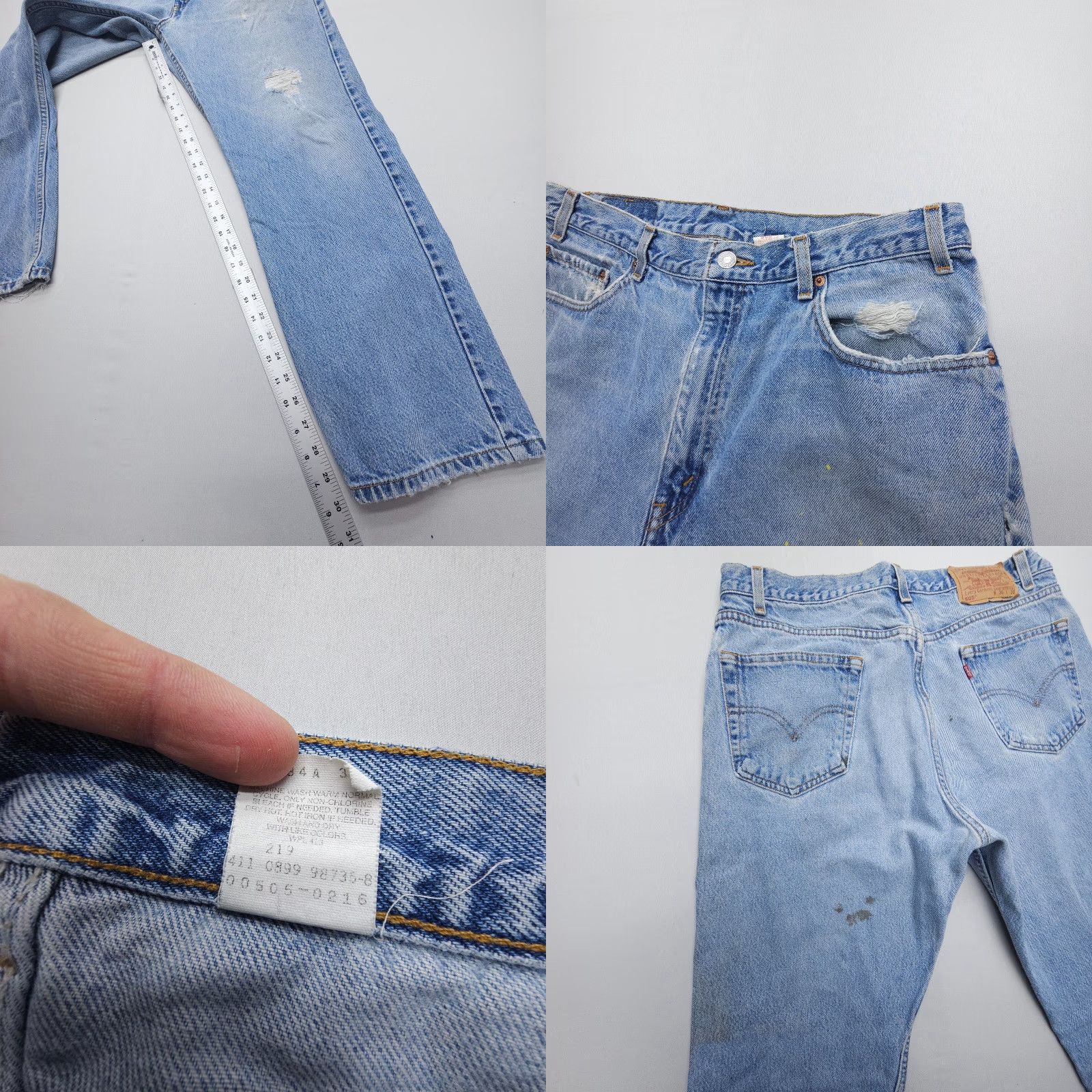 Levi's VINTAGE Levi's 505 Jeans Mens 36 x 30 Light Denim Distressed 90s Straight Pockets 5 Size US 36 / EU 52 - 8 Thumbnail