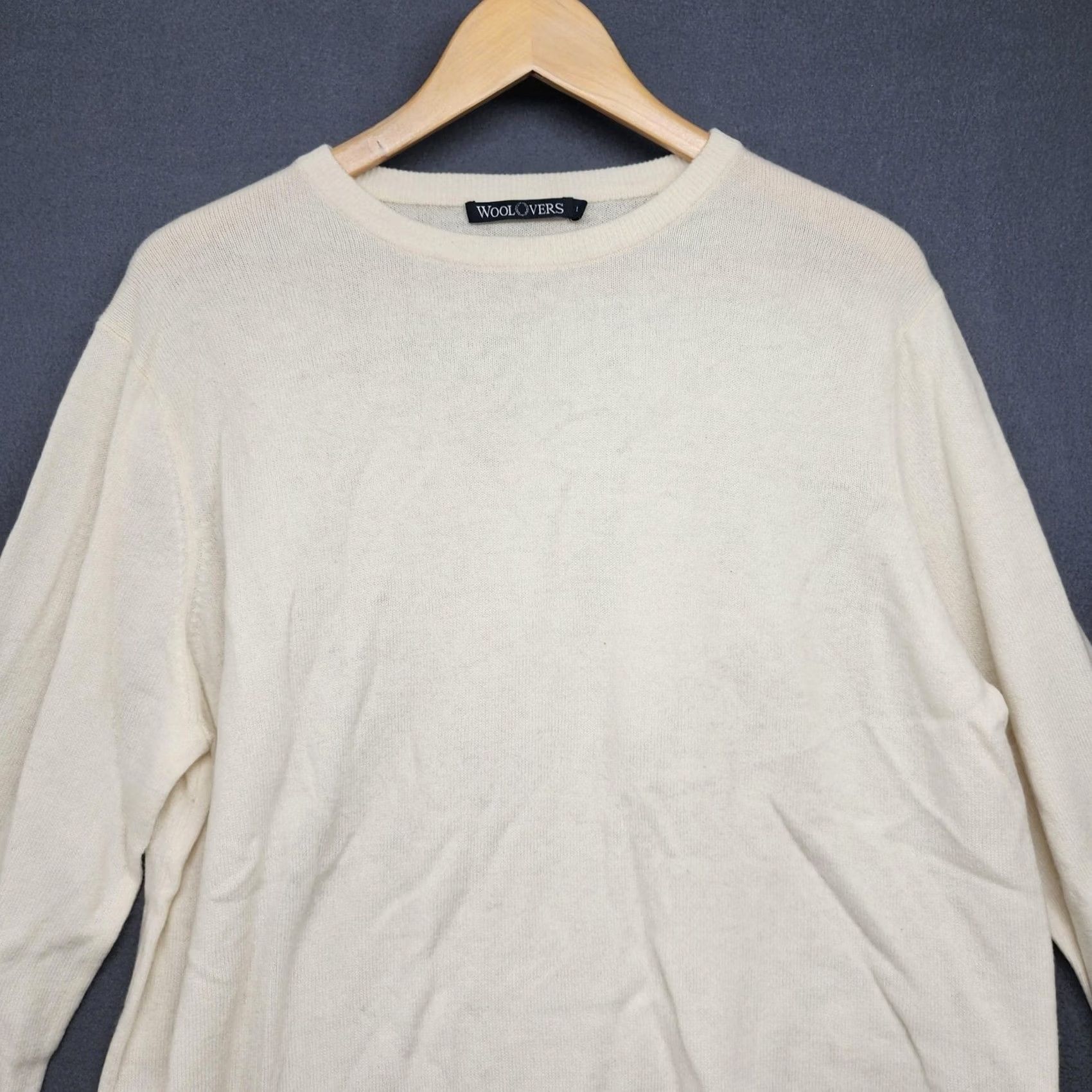 Vintage WoolOvers Sweater Mens Large Crewneck Knit Pullover Long Sleeve Classic Ivory Cream Solid Size US L / EU 52-54 / 3 - 7 Thumbnail