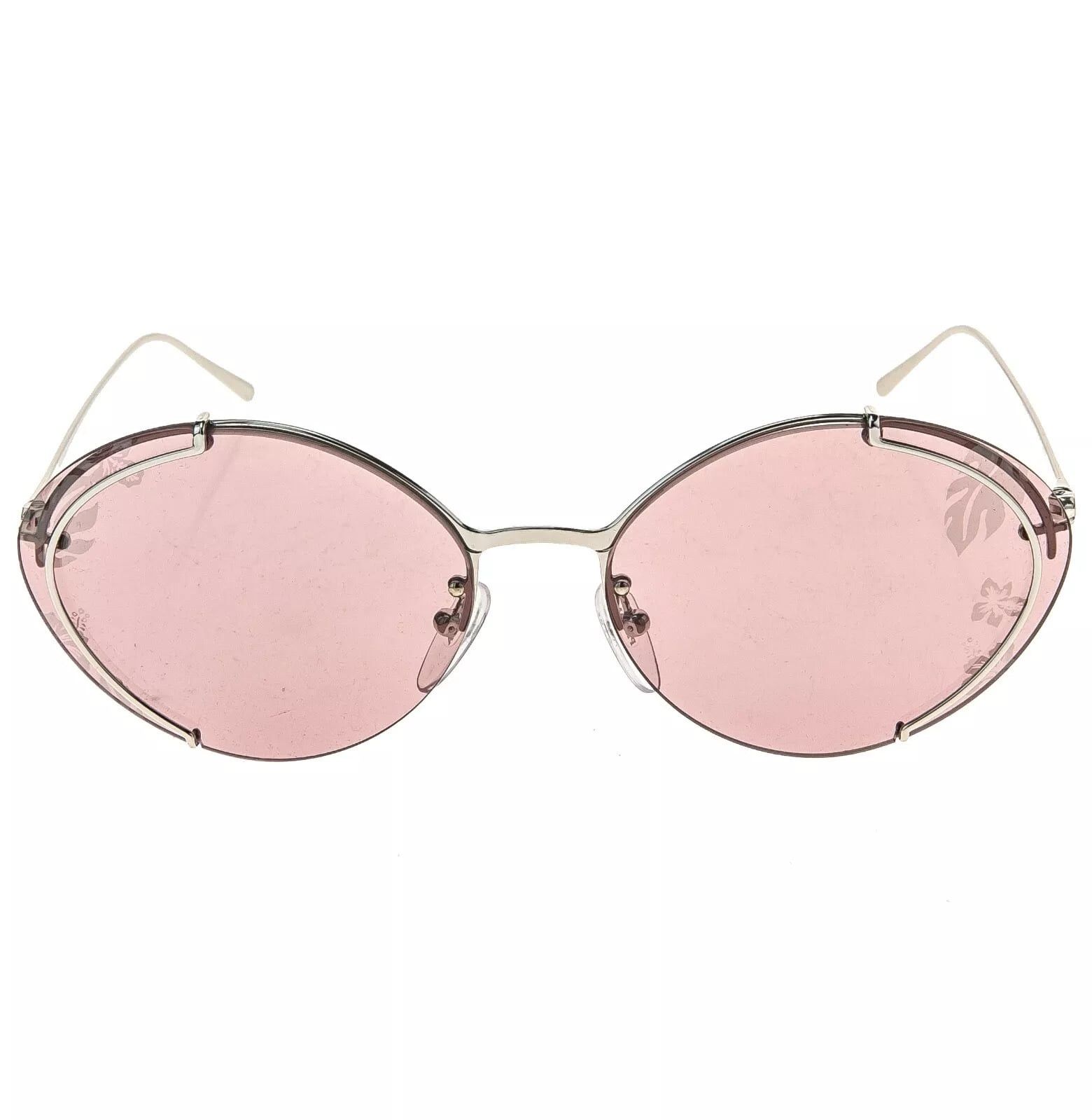 Prada PRADA Oval Metal Sunglasses 60U Silver Pink Mirror PR60US Size ONE SIZE - 10 Thumbnail