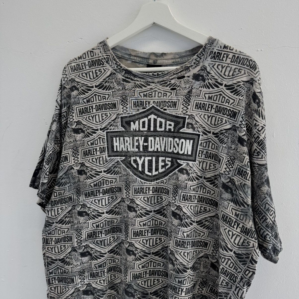 Harley Davidson Vintage 90s Harley Davidson Thrashed ERD Style Graphic Tee Size US L / EU 52-54 / 3 - 2 Thumbnail