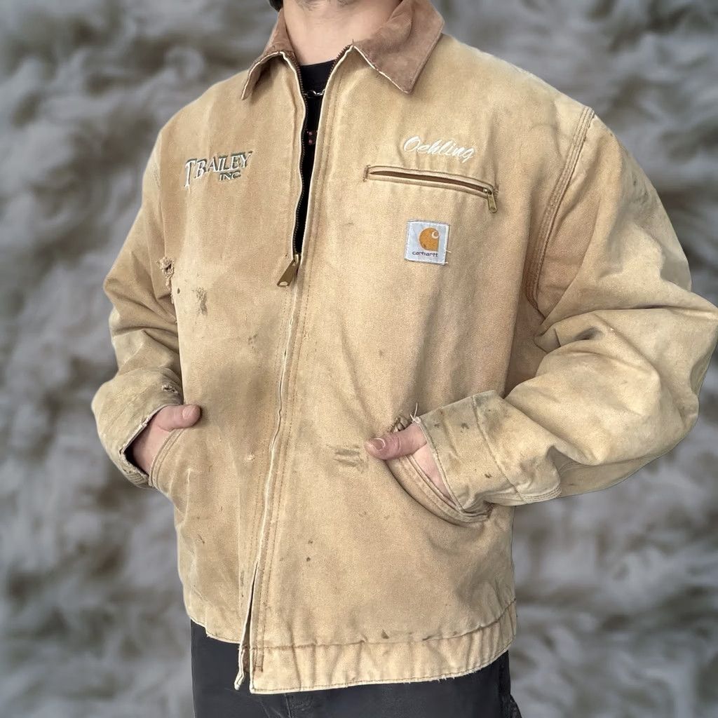 Carhartt VINTAGE Carhartt Jacket J01 BRN Brown 48 USA Mens Regular Lined Warmth Canvas Cotton Size US M / EU 48-50 / 2 - 1 Thumbnail