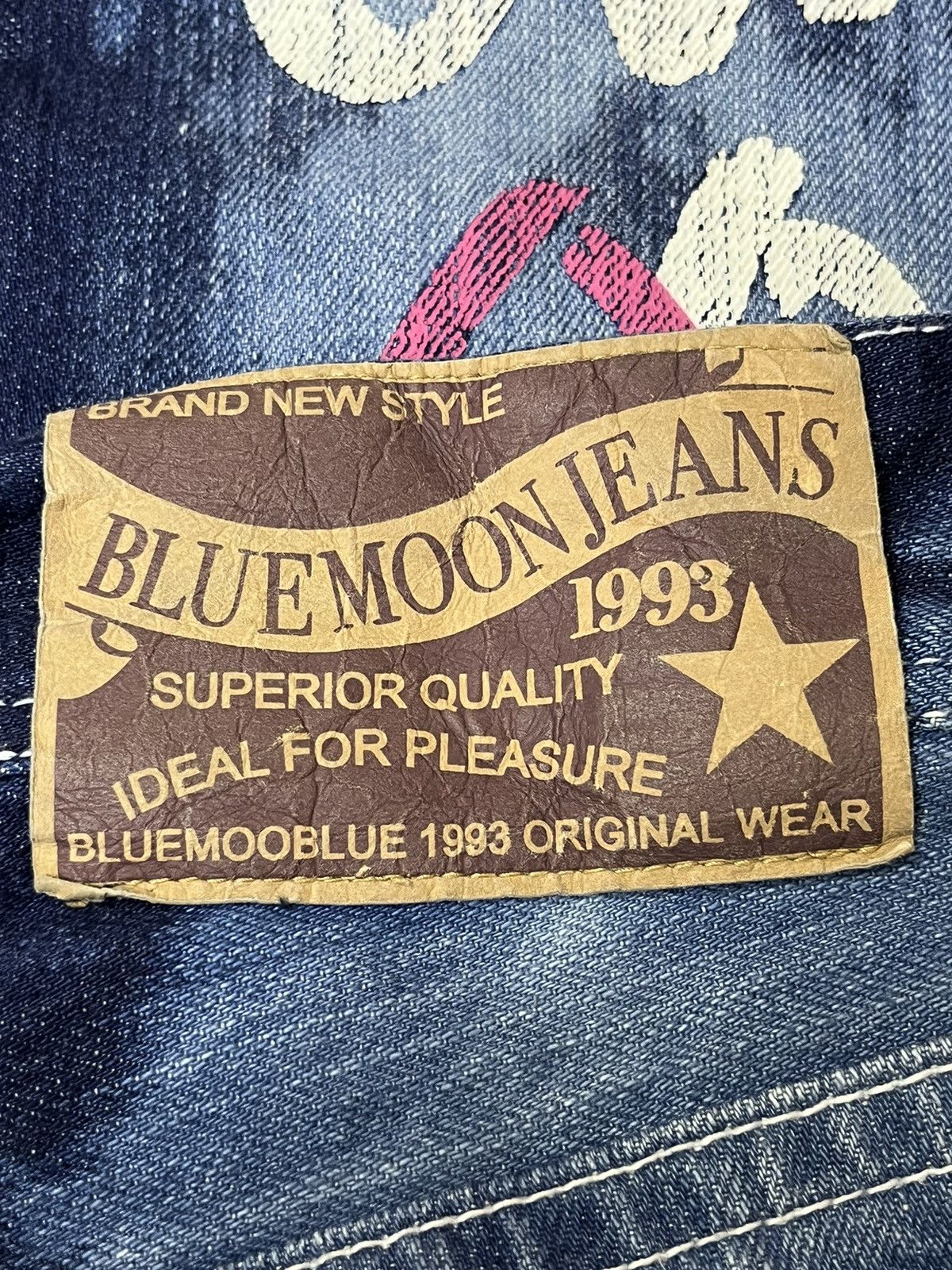 Japanese Brand SICK🔥JAPANESE BMB BLUE MOON BLUE STRAIGHT LEG PAINTED JEANS Size US 32 / EU 48 - 18 Thumbnail