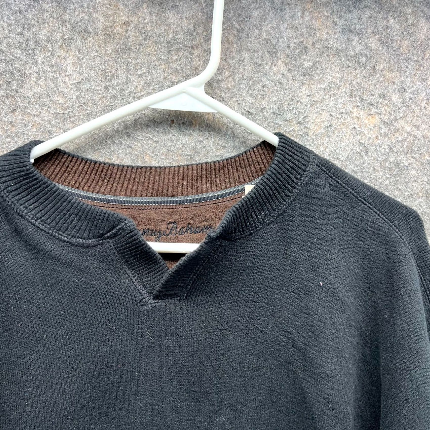 Tommy Bahama VINTAGE Tommy Bahama Pullover Sweater Mens Large Black Reversible Cotton Fleece Crew Neck All Seasons Logo Size US L / EU 52-54 / 3 - 5 Thumbnail
