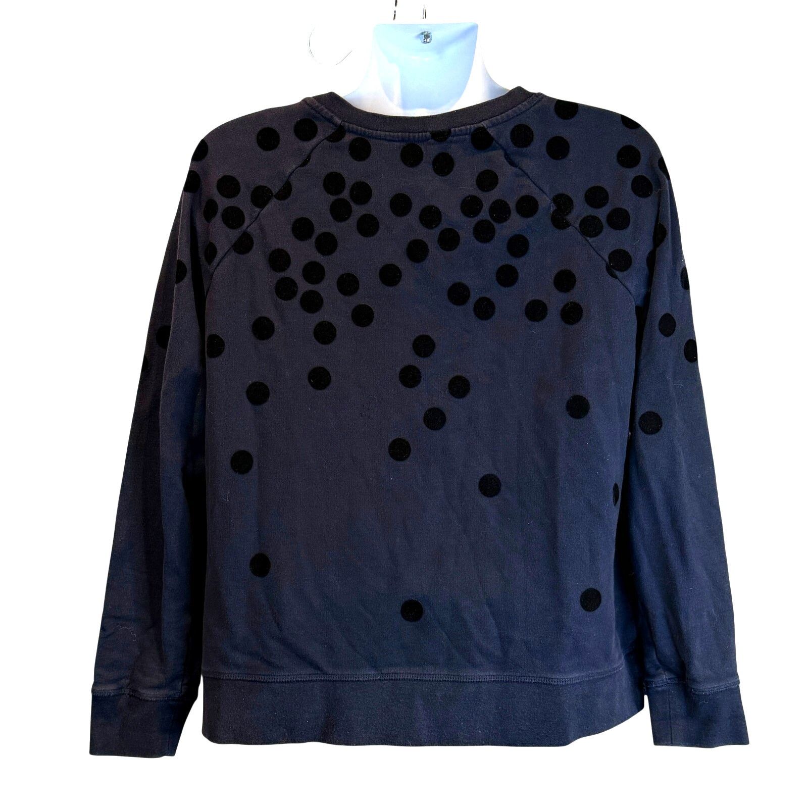 Boden Boden Velvet Polka Dot Sweatshirt in Navy/Black Size L Size L / US 10 / IT 46 - 4 Thumbnail