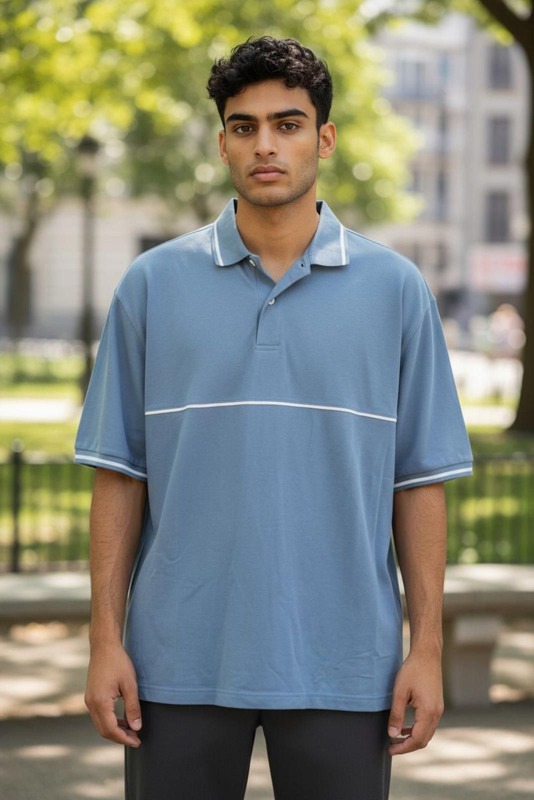 CNCPTS Concepts Men's Blue Short Sleeve Polo Shirt w/White Piping Size US XL / EU 56 / 4 - 1 Thumbnail