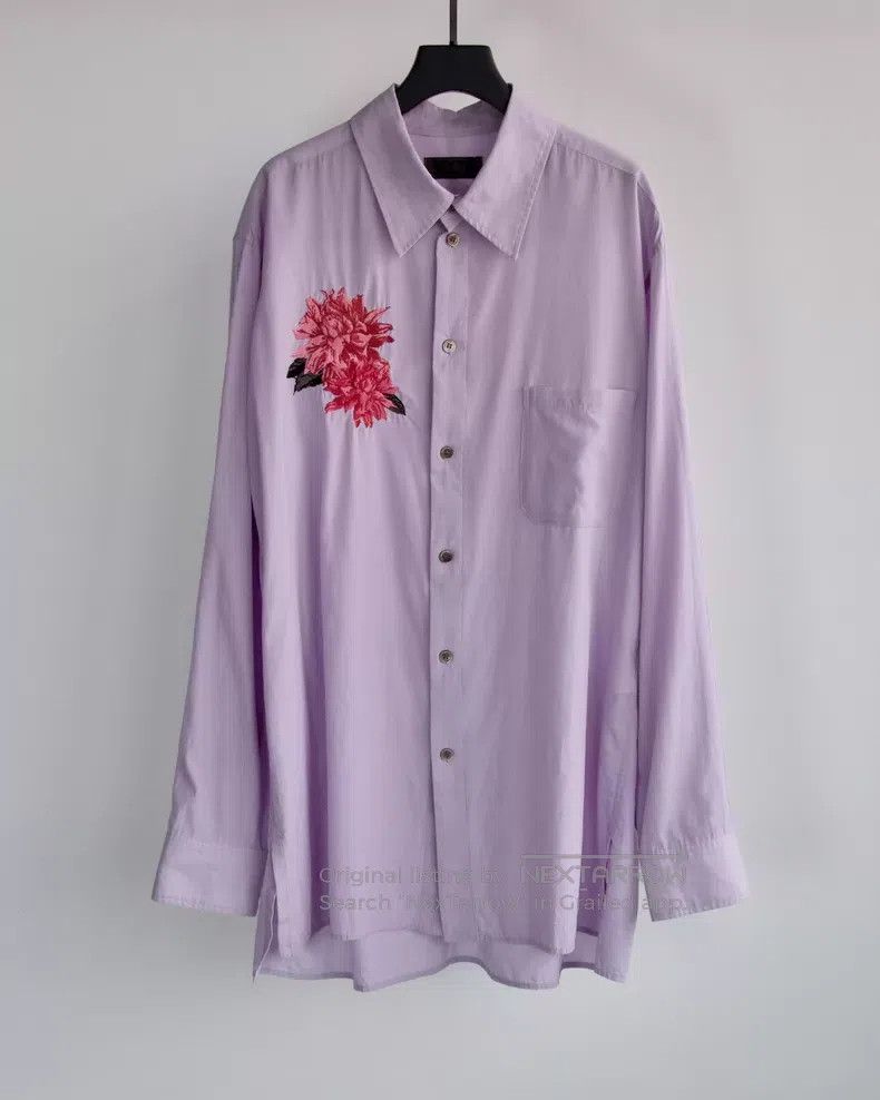 Yohji Yamamoto Yohji Yamamoto Elegant Purple Embroidered Shirt Size US XL / EU 56 / 4 - 1 Thumbnail