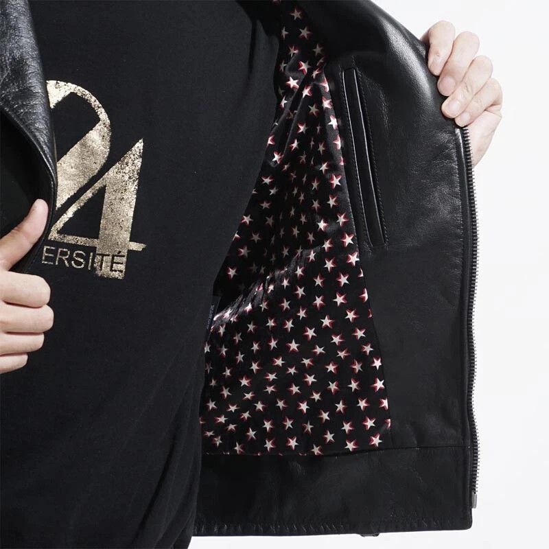Yves Saint Laurent Motocycle leather jacket star biker black full grain Size US M / EU 48-50 / 2 - 3 Thumbnail