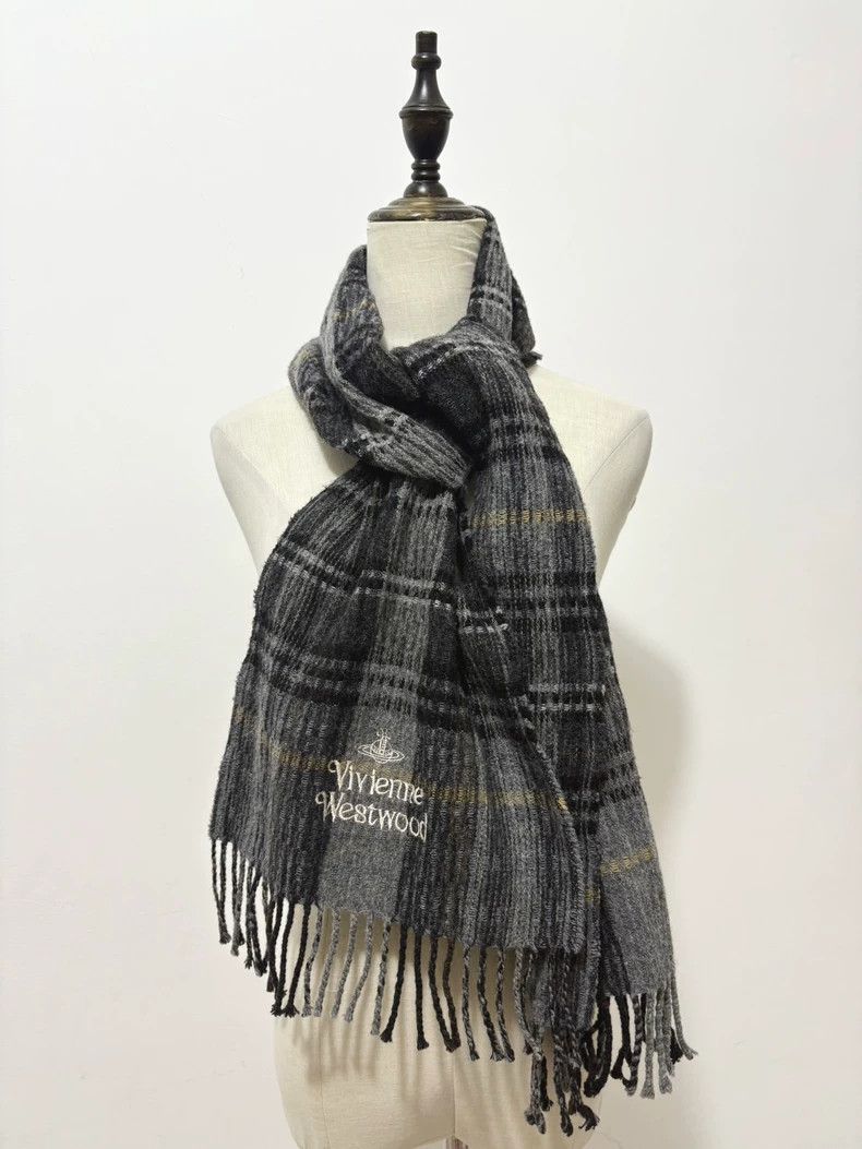 Vivienne Westwood Gray checkered scarf