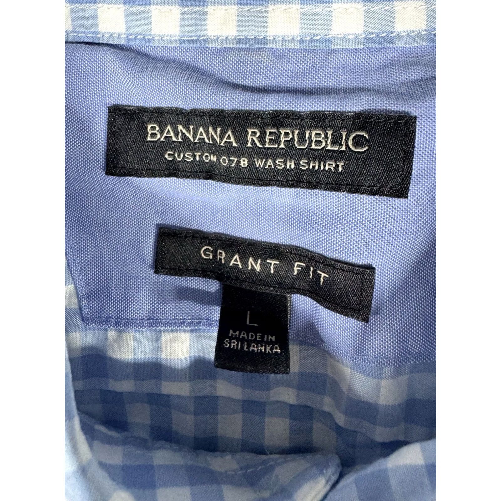 Banana Republic Banana Republic Grant Fit Gingham Check Long Sleeve Button Down Shirt Blue Sz L Size US L / EU 52-54 / 3 - 3 Thumbnail