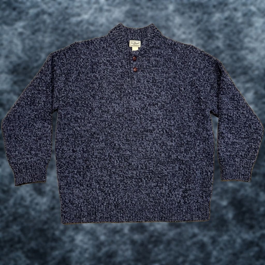 Vintage LL Bean Henley Pullover Sweater Men's Size XL Blue Lambswool Size US XL / EU 56 / 4 - 1 Thumbnail