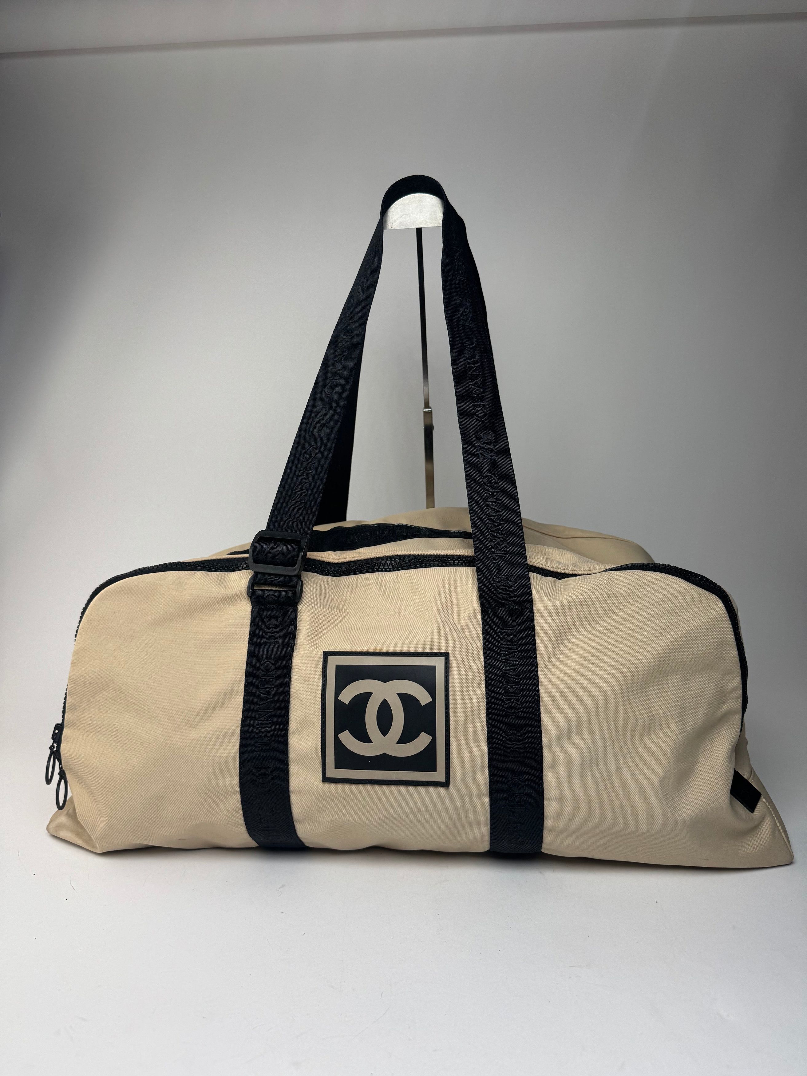 Vintage Sport Duffel Bag Black White