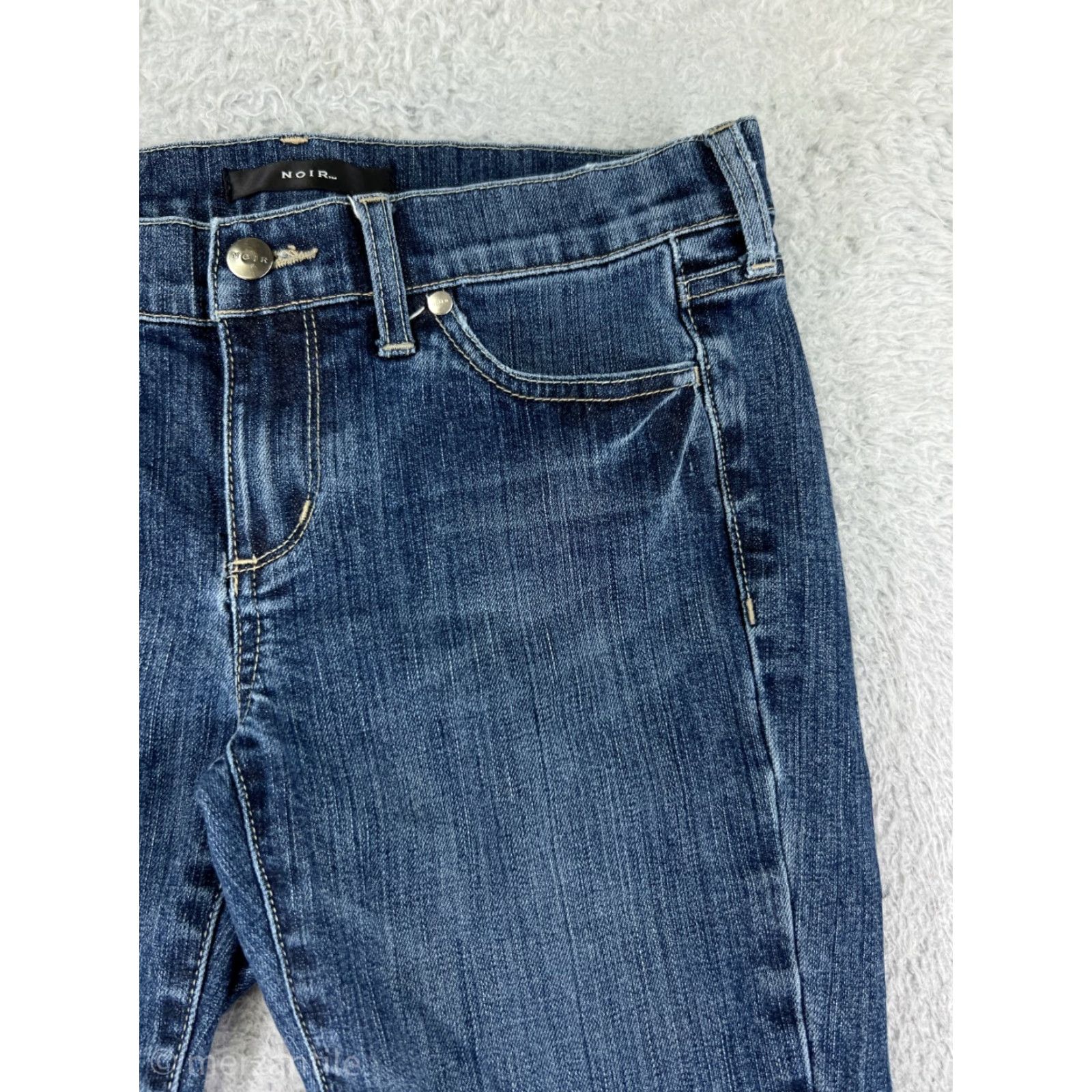 Vintage NOIR Jeans Womens 4 Bootcut Denim Blue Floral 30 in Inseam 5-Pocket Cotton Blend Regular Stretch Spring Summer Womens Jeans Size 27" / US 4 / IT 40 - 7 Thumbnail