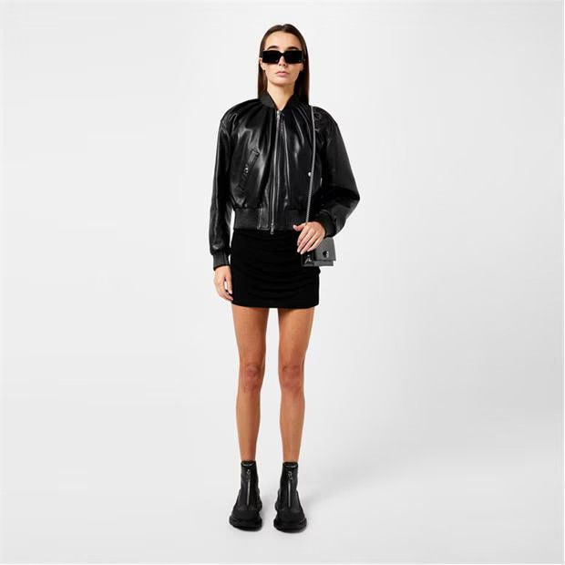 Alexander McQueen o1g2r1mq0824 Leather Bomber Jackets in Black Size S / US 4 / IT 40 - 4 Thumbnail