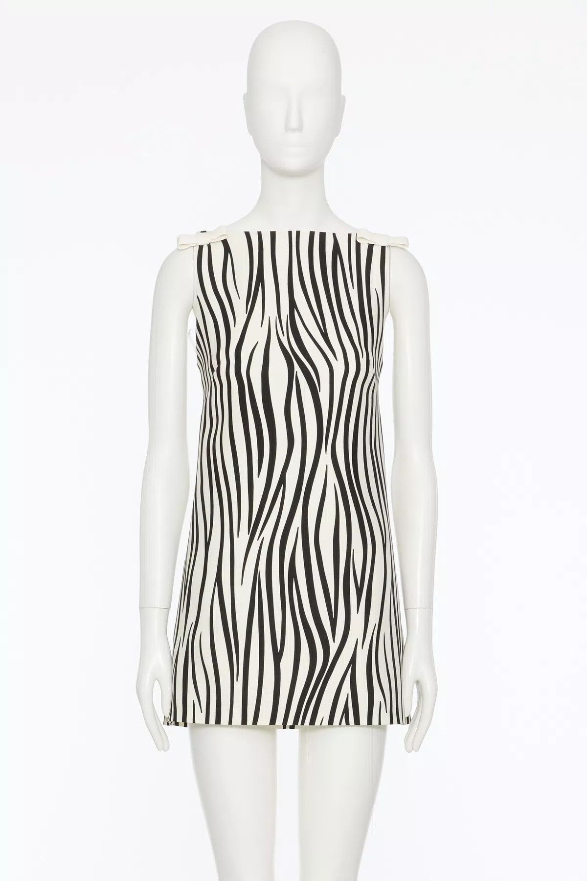 Valentino o1s1wg110925 Zebra 1966 Crepe Couture in Black/Avorio Size M / US 6-8 / IT 42-44 - 2 Thumbnail