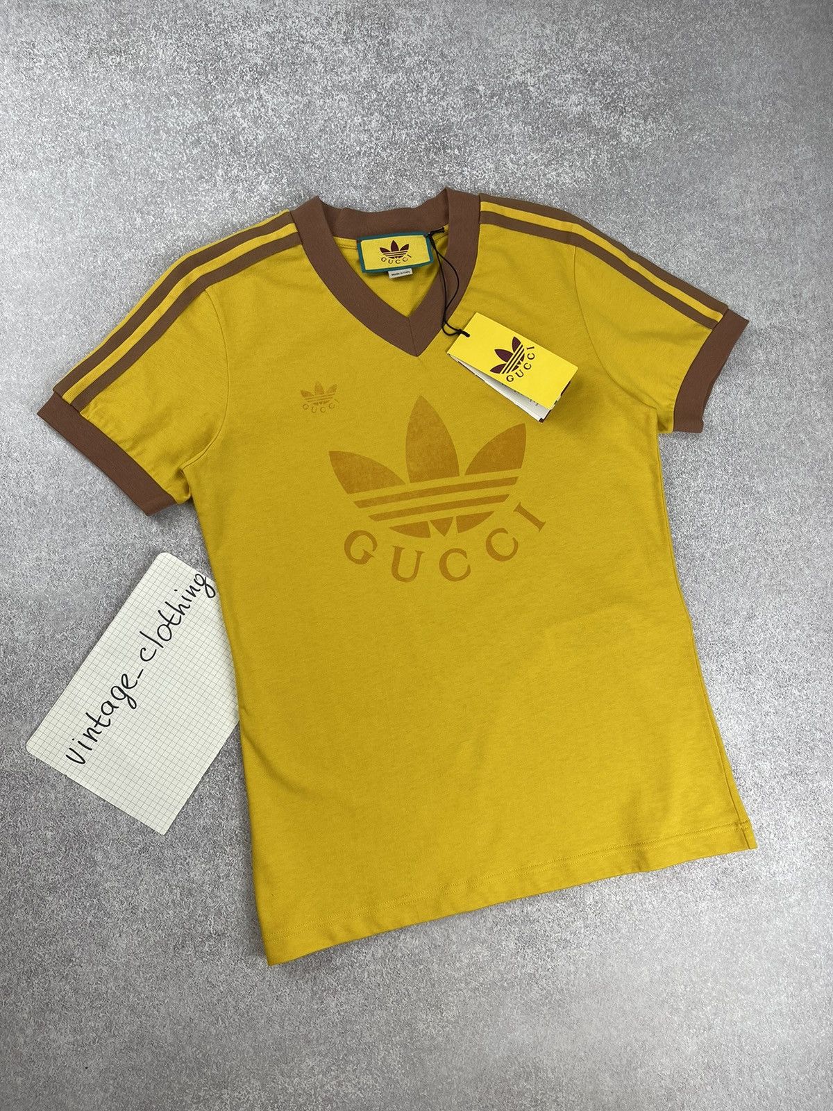 ☆ GUCCI x ADIDAS v-neck t-shirt コラボTシャツ ☆ Adidas × Gucci Gucci x Adidas V Neck T-Shirt | Grailed
