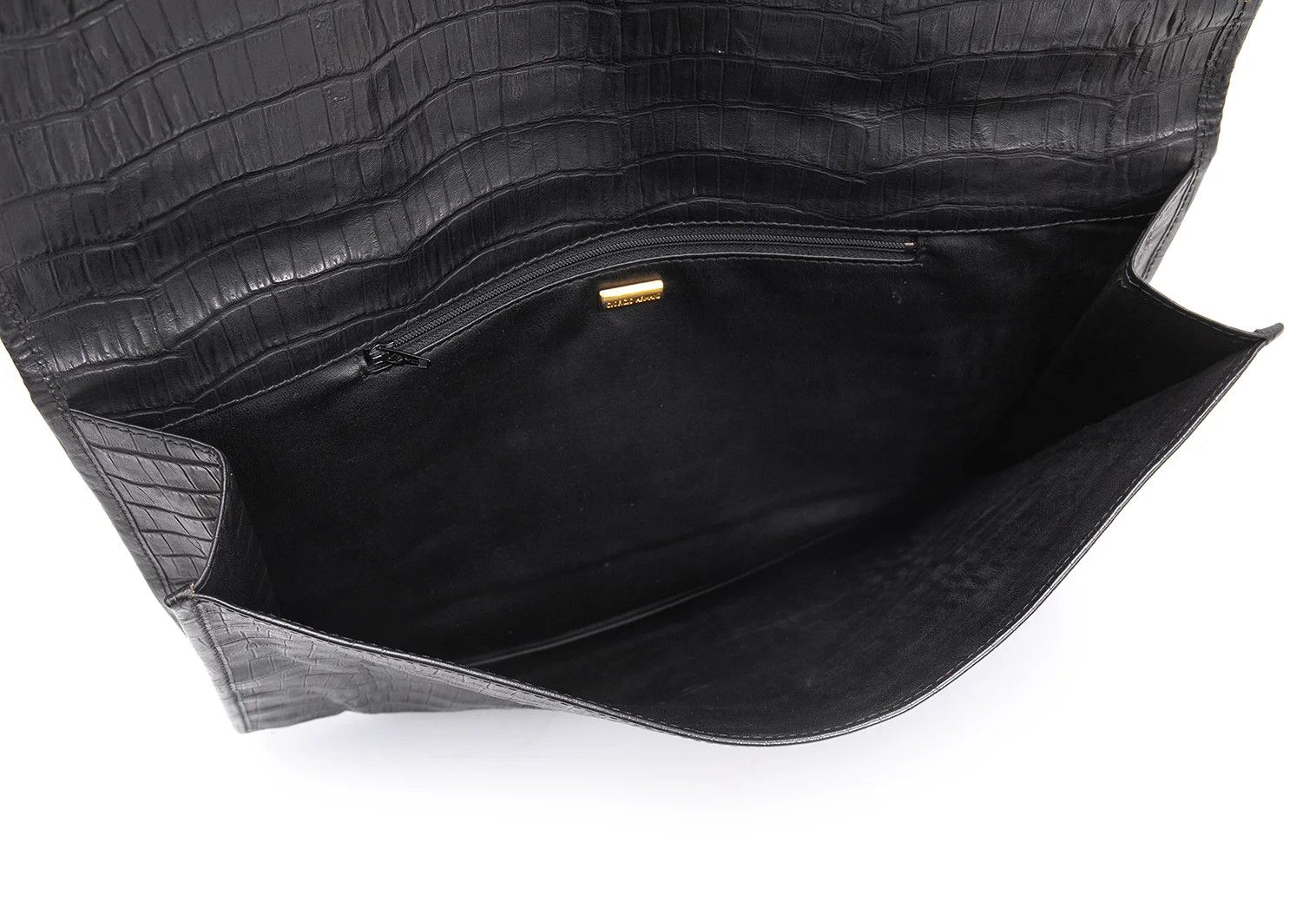Armani Crocodile Embossed Leather Clutch Bag in Black Size ONE SIZE - 8 Thumbnail