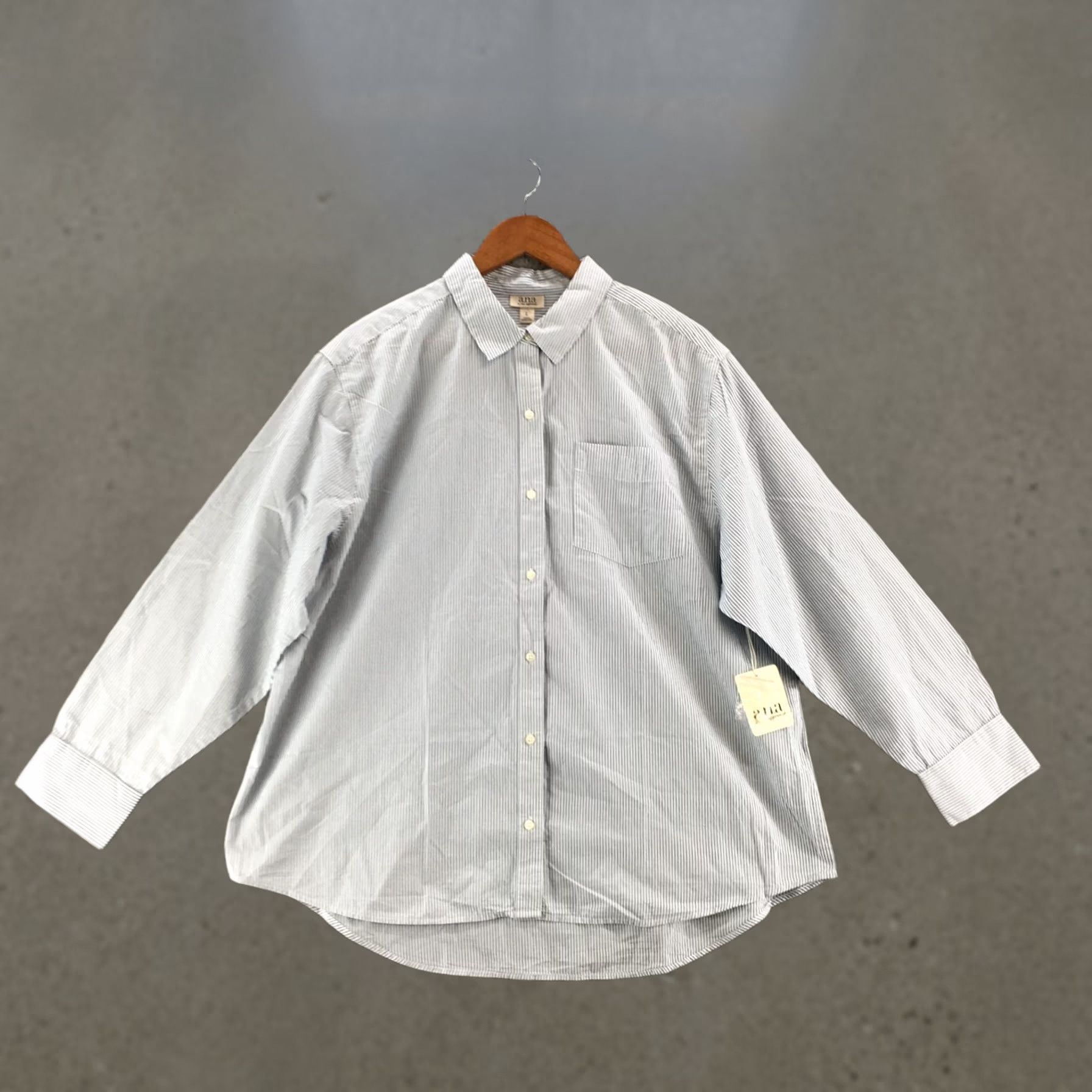 Vintage ANA A New Approach Shirt Womens L Blue Striped Long Sleeve Button Up NWT Size L / US 10 / IT 46 - 1 Thumbnail