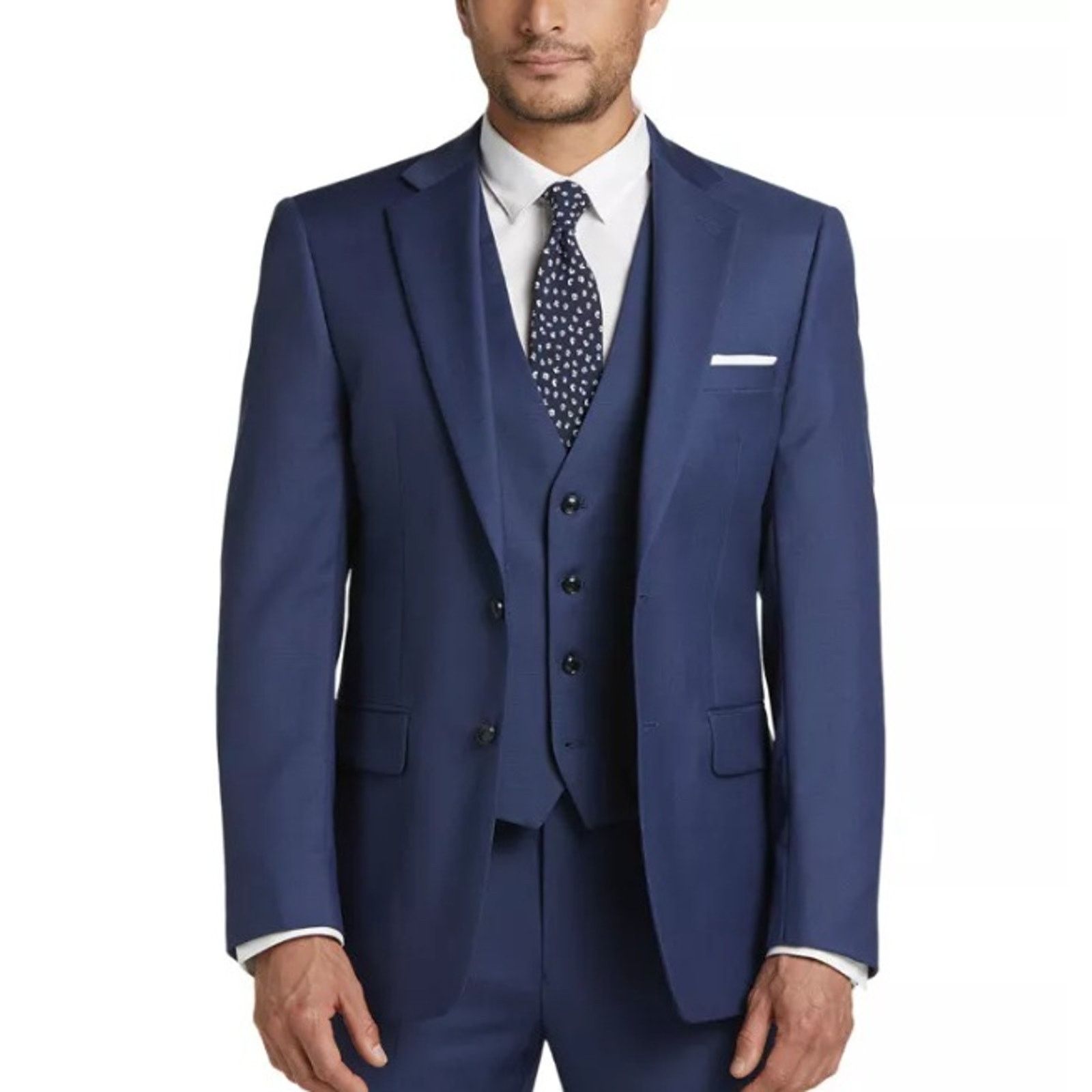 Calvin Klein Calvin Klein Men's Blue Wool Slim-Fit Suit Blazer Size 42R Size 42R - 1 Thumbnail
