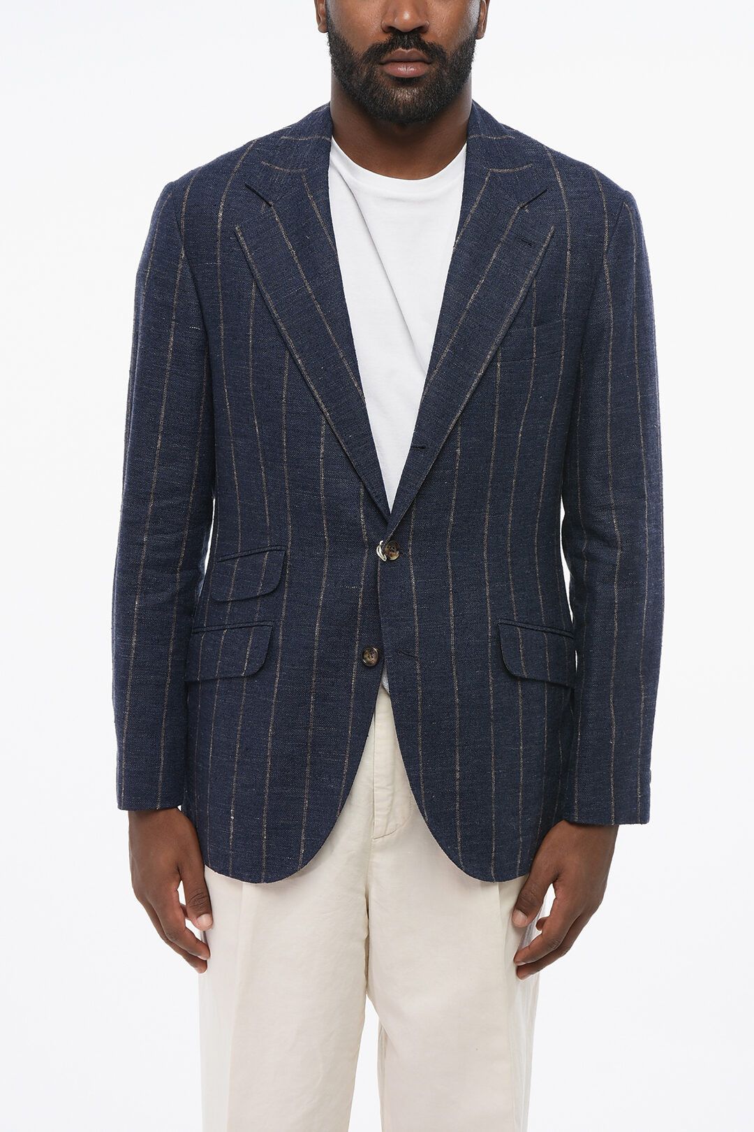 Brunello Cucinelli og1mm0725 Half-lined Linen Blend Blazer in Blue Size US L / EU 52-54 / 3 - 1 Thumbnail