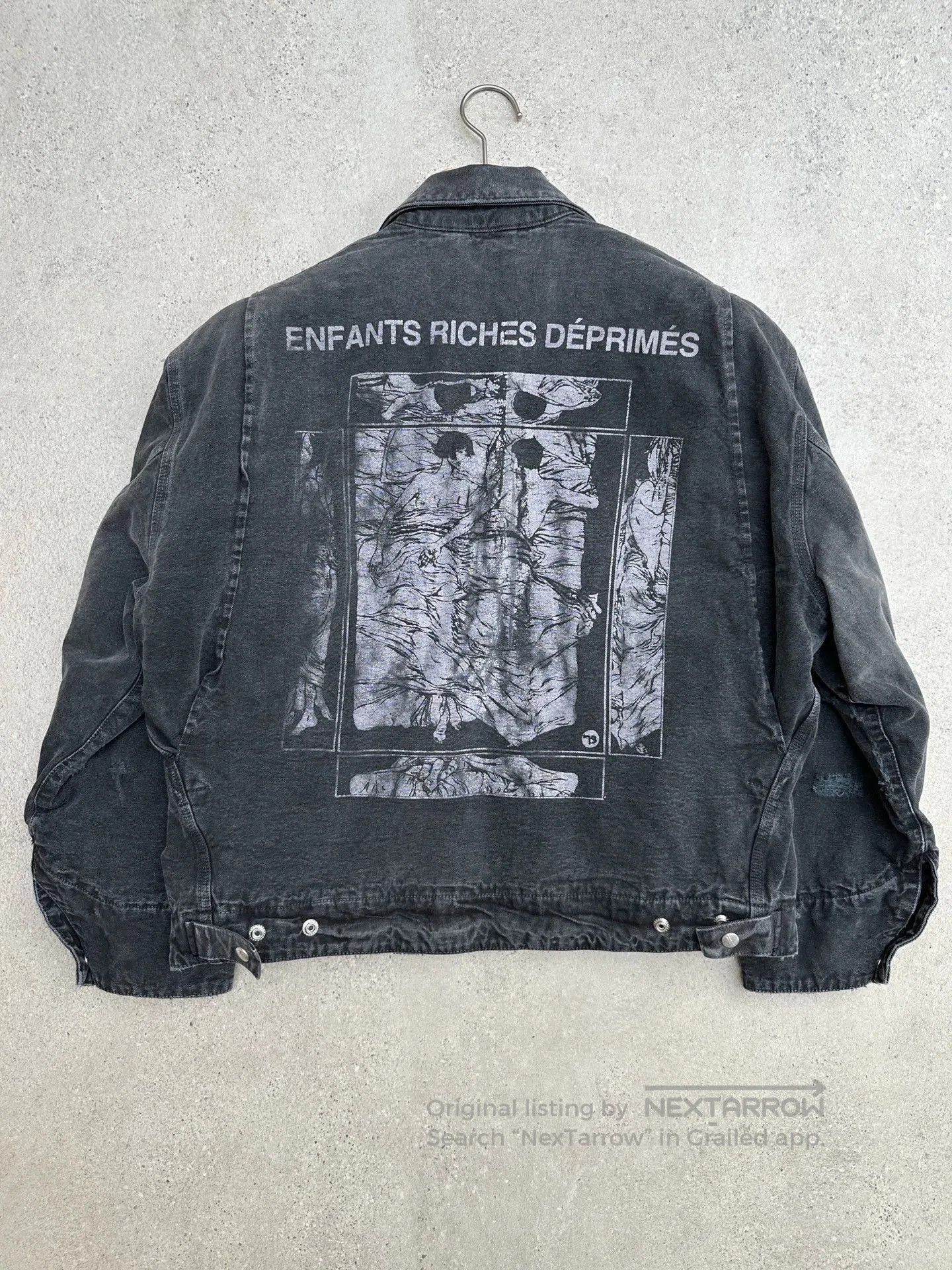 Enfants Riches Deprimes Black Distressed Denim Jacket with Zip Closure. Size US L / EU 52-54 / 3 - 5 Thumbnail
