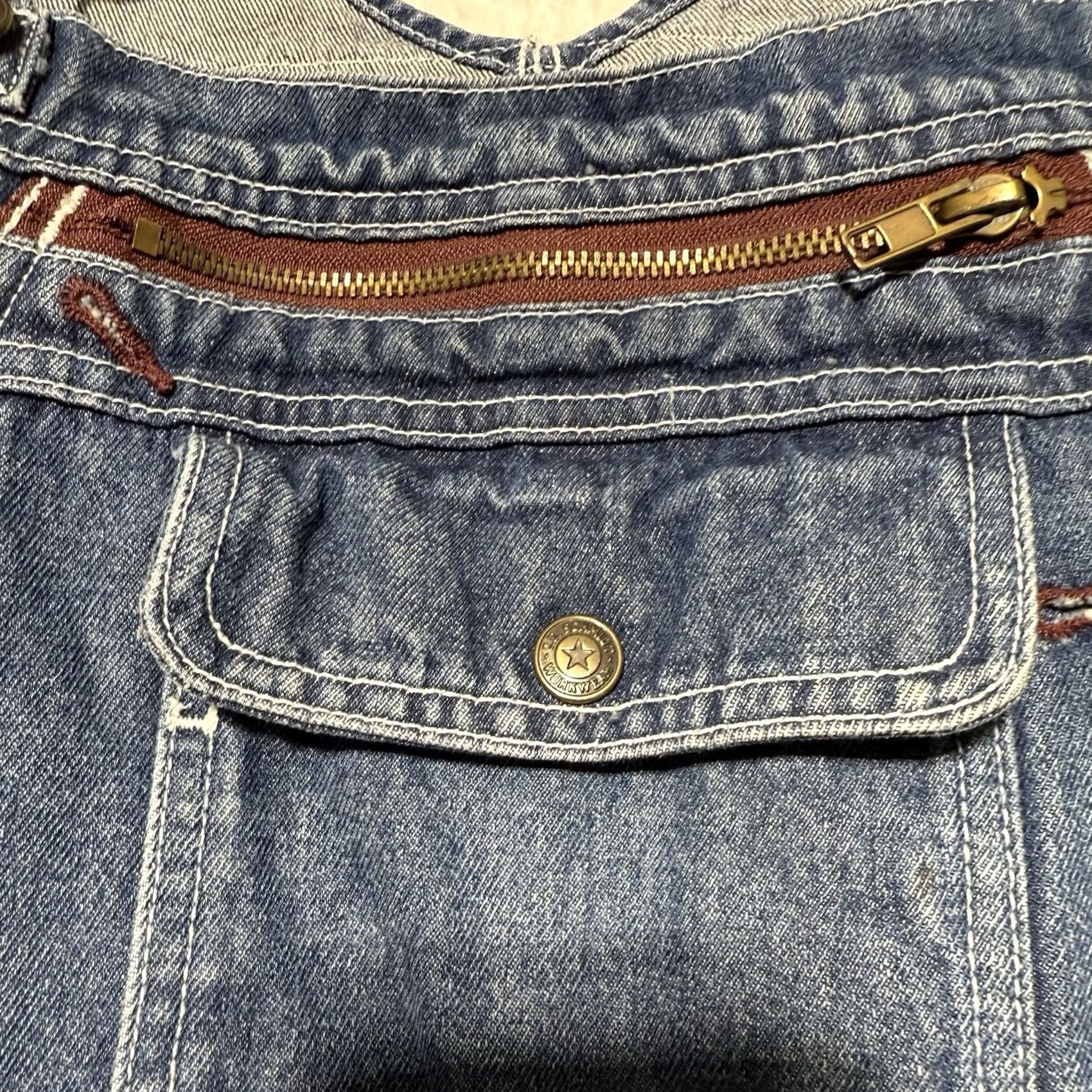 Denime CE Schmidt Bib Overalls Mens 48x28 Blue Denim Jeans 100% Cotton Medium Wash Overalls Buckle Strap Pockets Vintage No Size US 32 / EU 48 - 3 Thumbnail