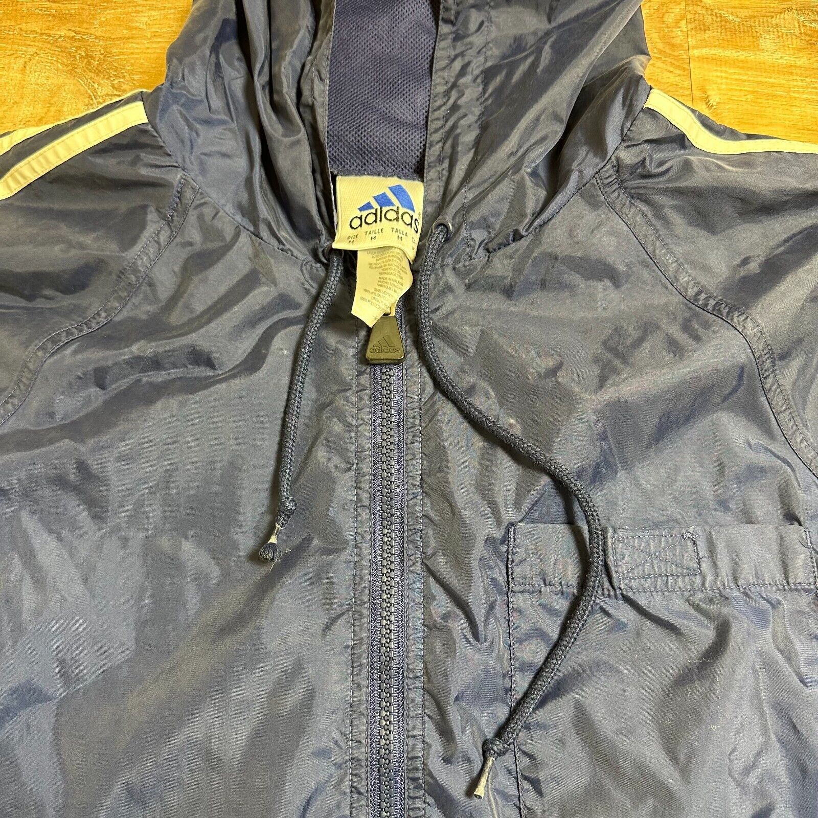 Adidas Vintage 90s Y2k Adidas Windbreaker Mens Medium Navy Blue Size US M / EU 48-50 / 2 - 4 Thumbnail