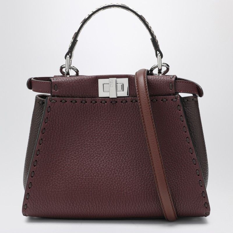 Fendi Fendi Burgundy And Brown Peekaboo Mini Bag Size ONE SIZE - 1 Thumbnail