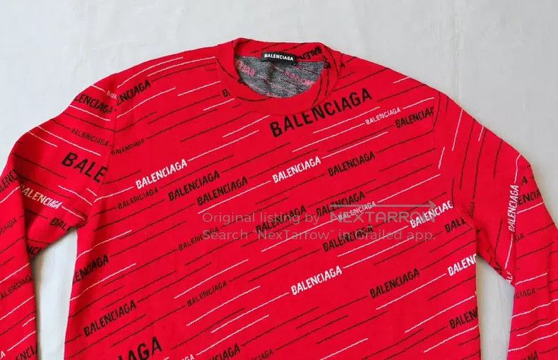 Balenciaga Balenciaga Bulletproof Full Print Logo Sweater Knit - Wool Size US S / EU 44-46 / 1 - 2 Thumbnail