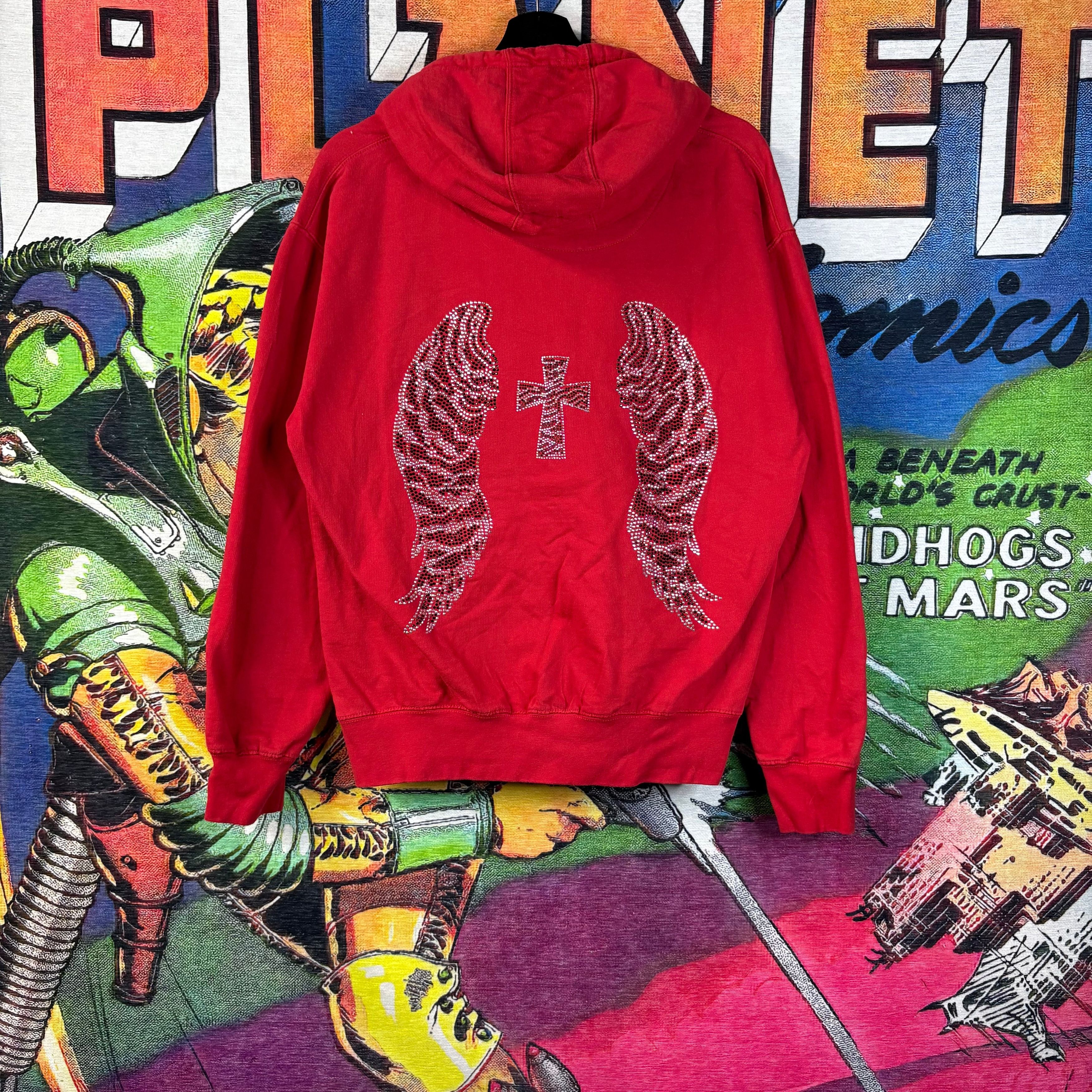 Vintage Red Cross & Wings Hoodie Size Large Size US L / EU 52-54 / 3 - 3 Thumbnail