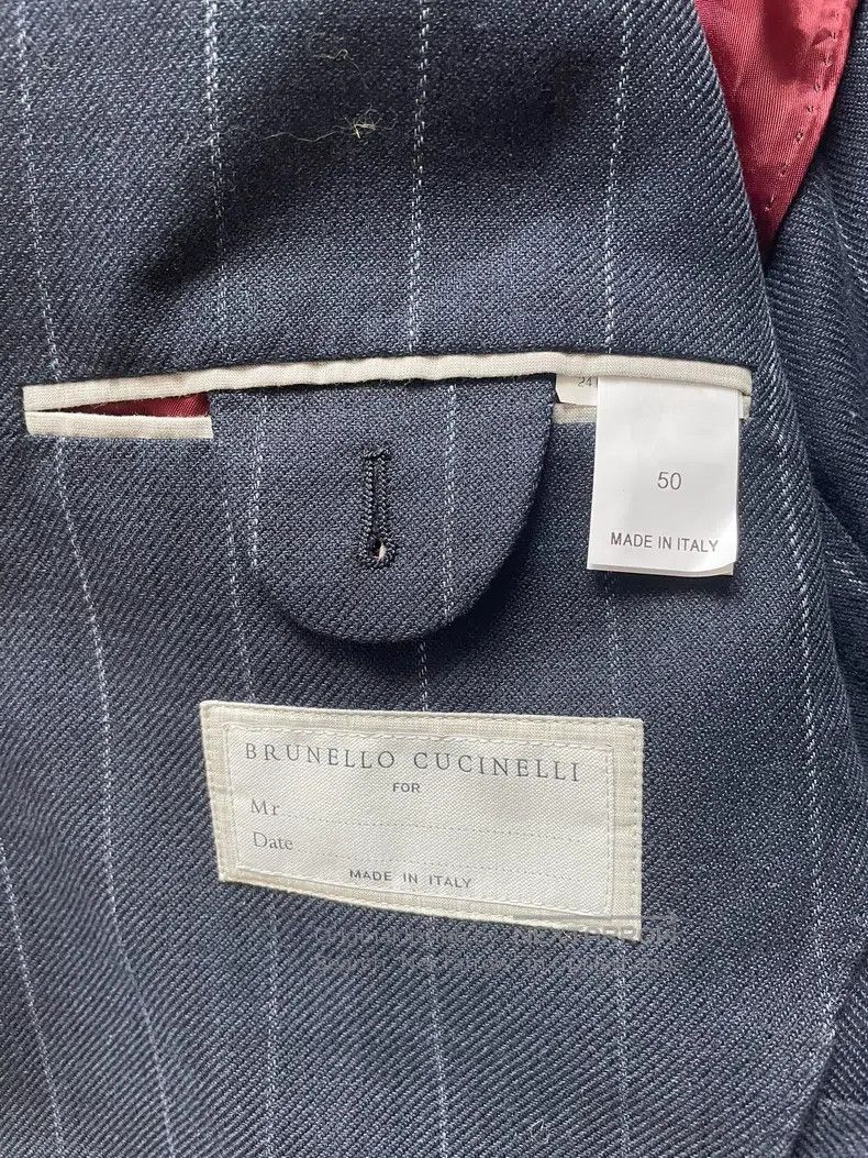 Brunello Cucinelli Brunello Cucinelli Men's Chalk Stripe Single Breasted Suit Size 50L - 6 Thumbnail